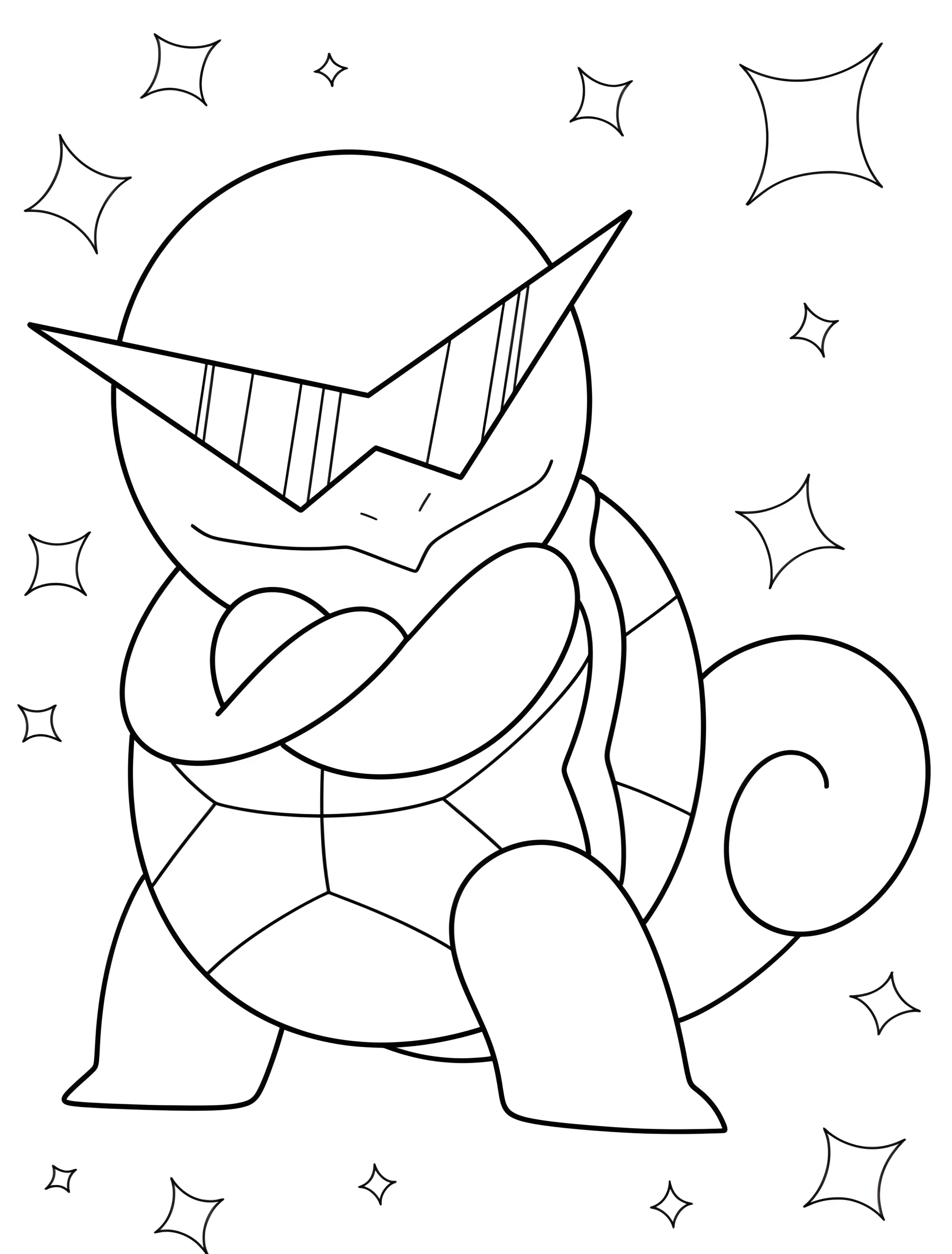 Забавный покемон Сквиртл скрестил руки №7863. Раскраски из игр. Сквиртл (Squirtle).