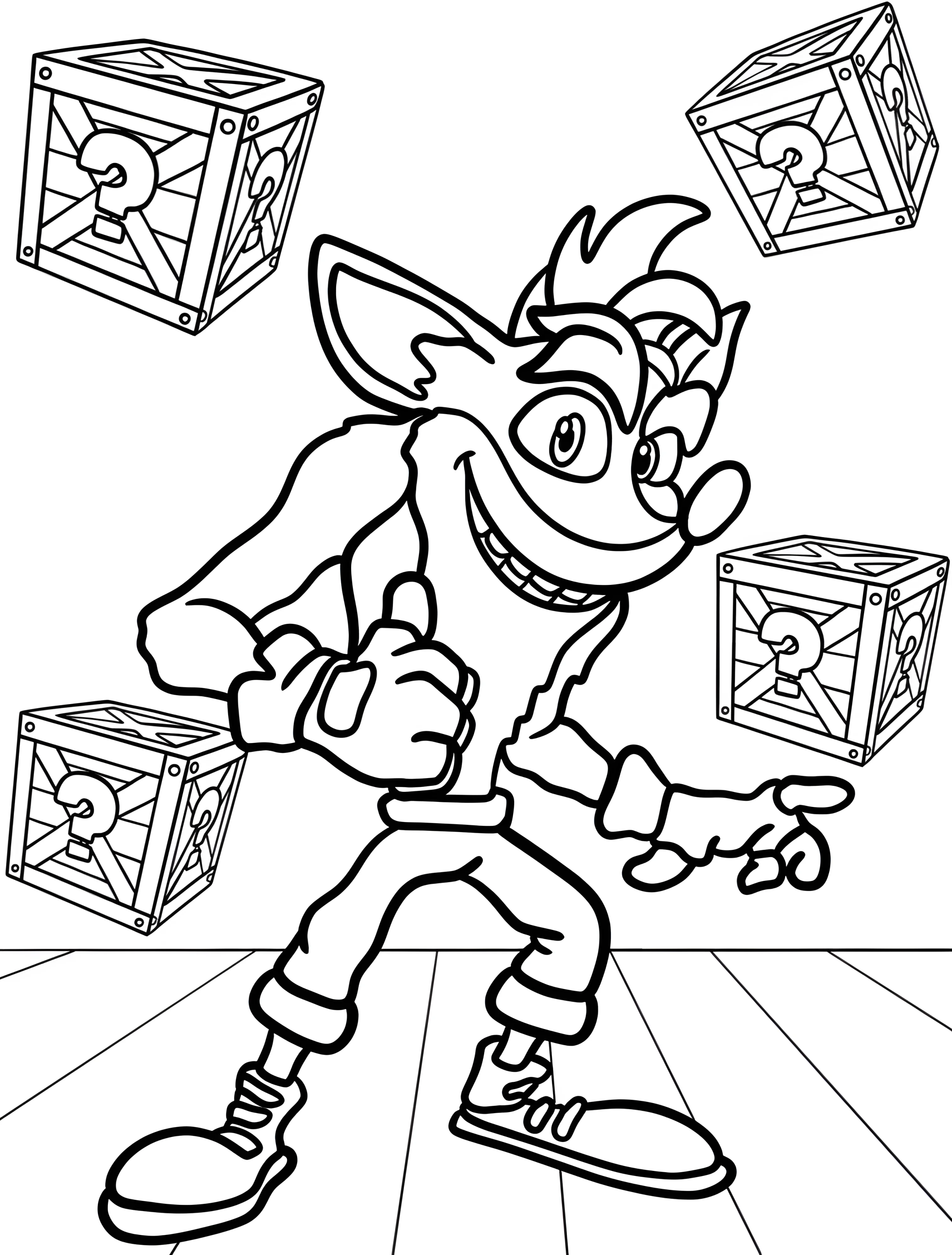 Веселый Crash Bandicoot для детей №6269. Раскраски из игр. Крэш Бандикут (Crash Bandicoot).