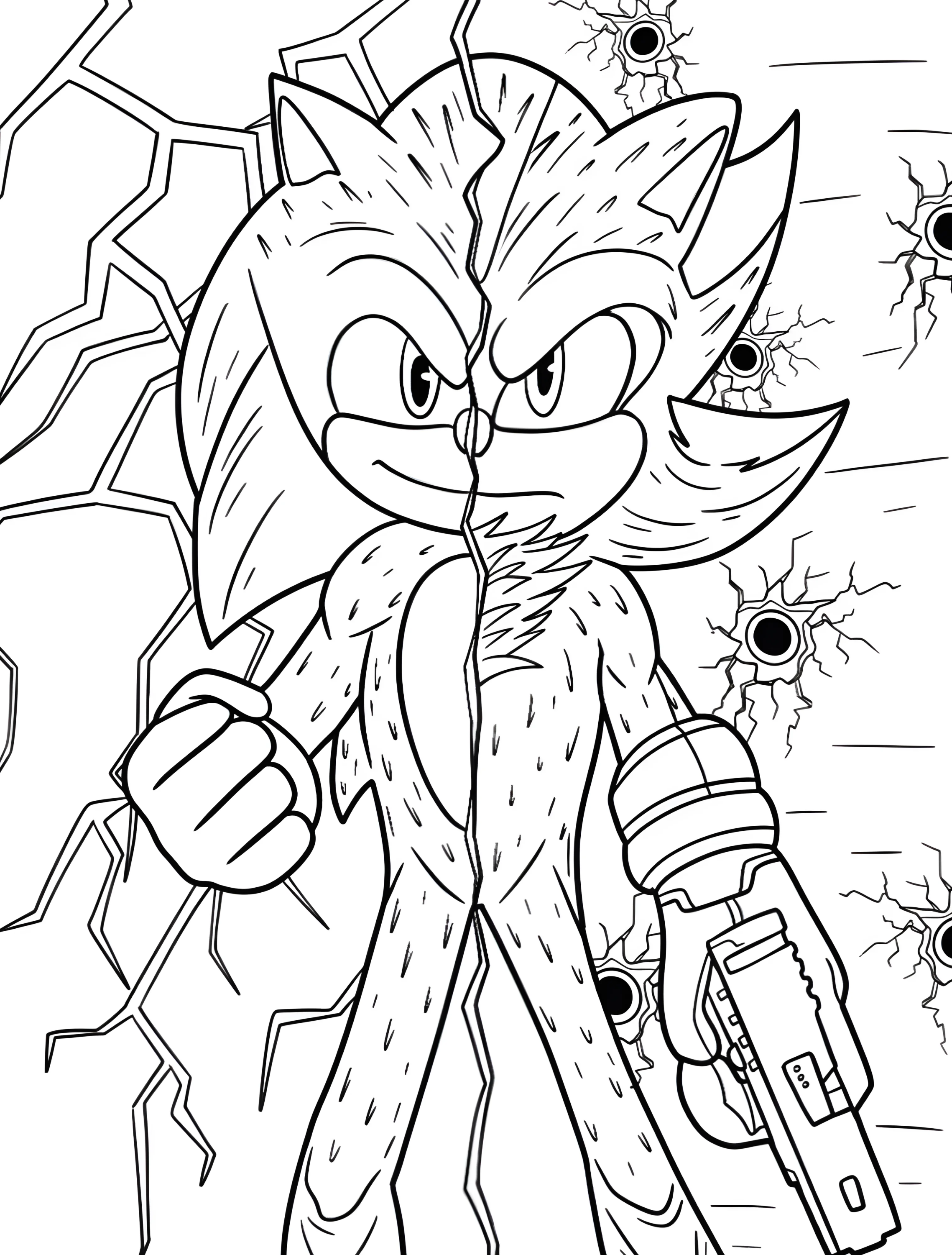 Соник и Шэдоу для детей №7652. Раскраски из игр. Шэдоу Соник (Shadow Sonic).