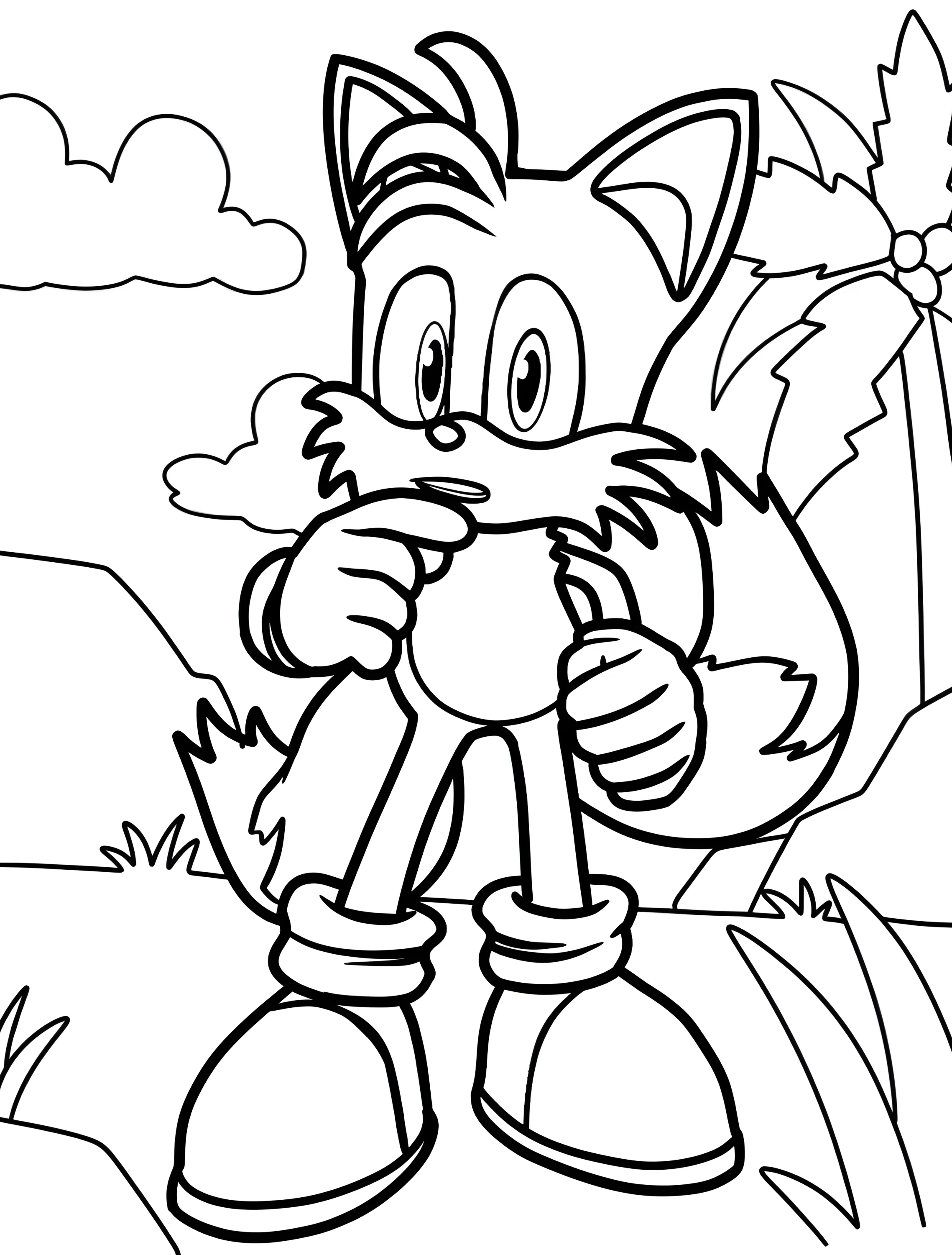 Любопытный Tails для детей №8030. Раскраски из игр. Тейлз (Tails).