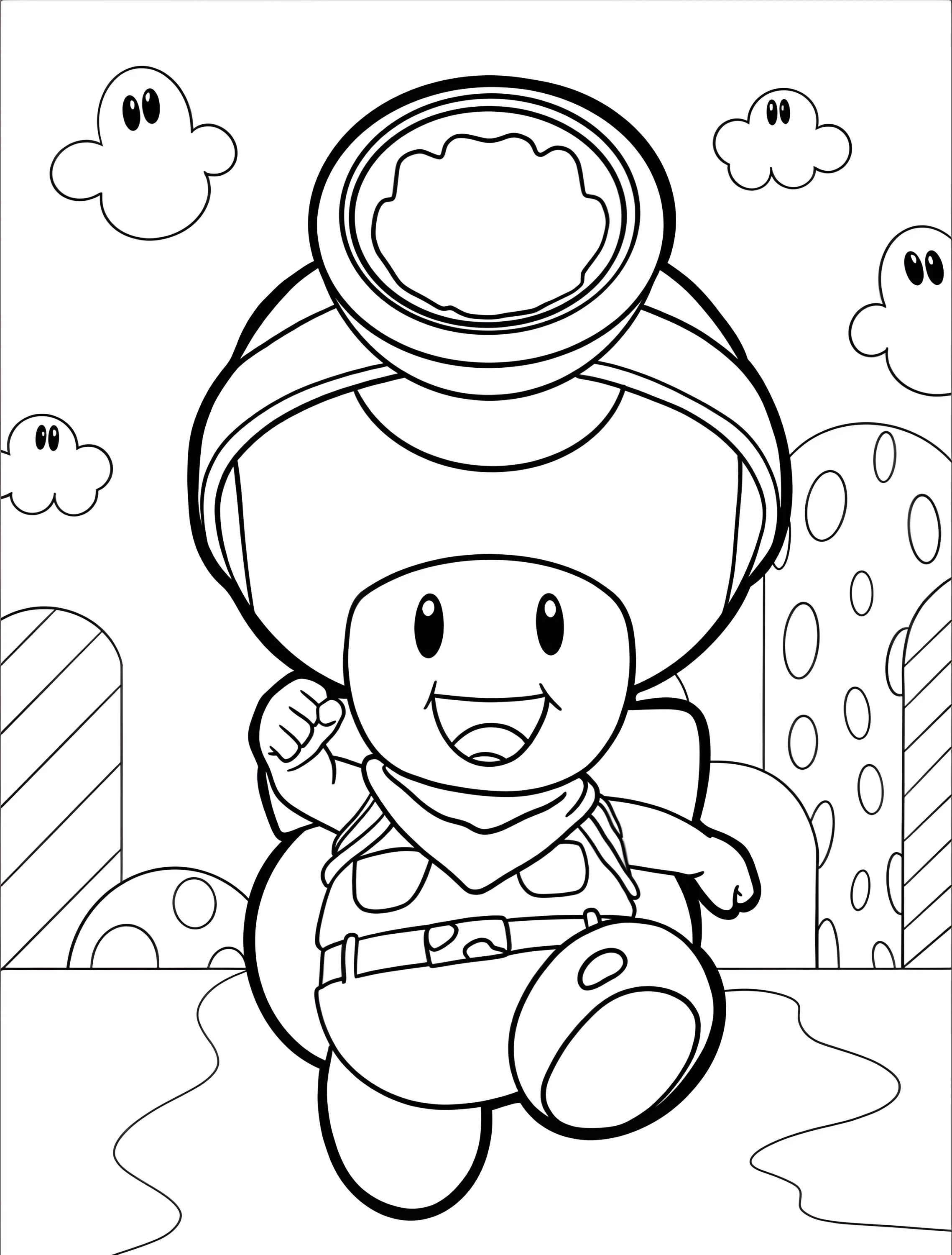 Милый Капитан Тоад для детей №8076. Раскраски из игр. Тоад (Toad).