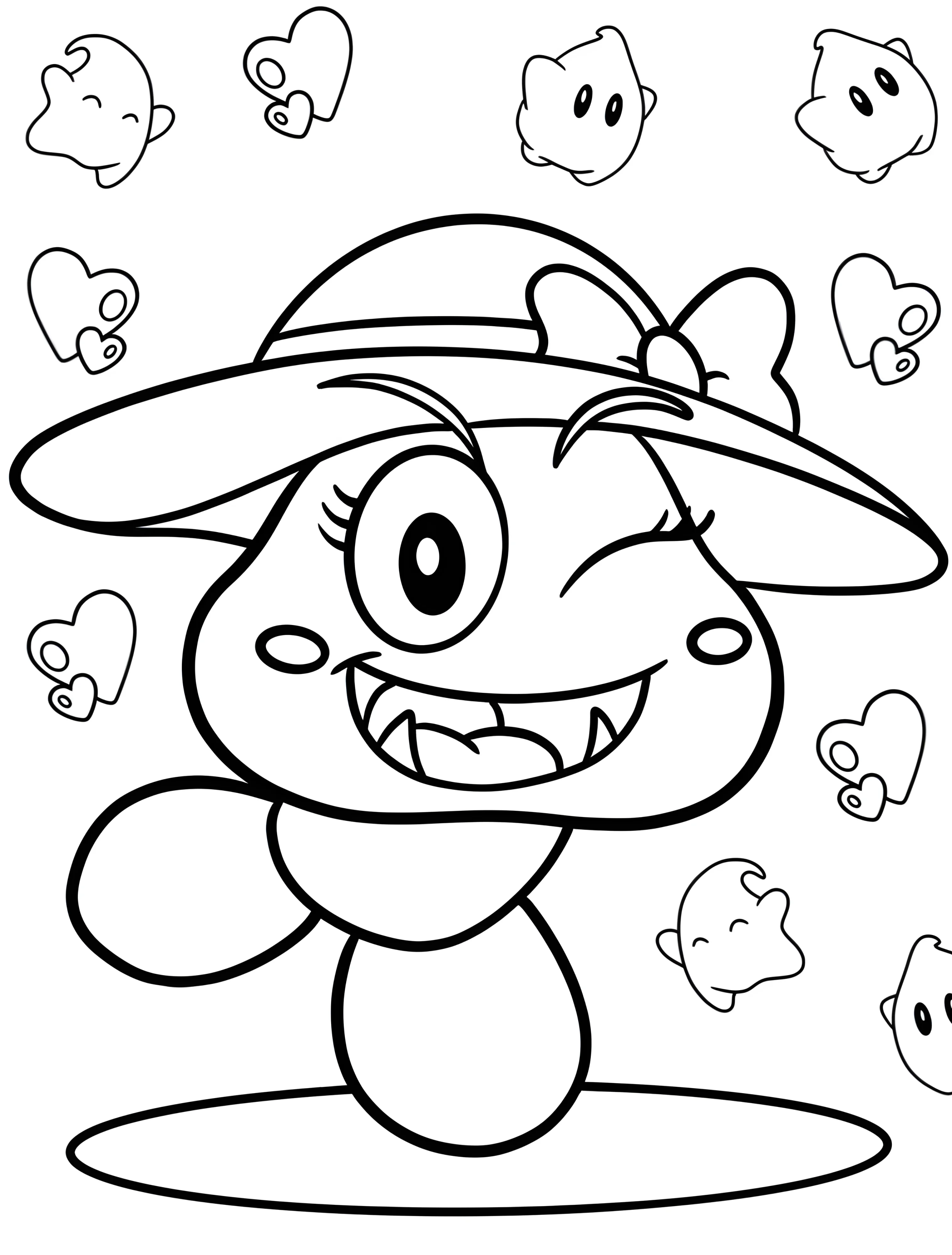 Милая Гумбетта в шляпе для детей №6565. Раскраски из игр. Гумба (Goomba).