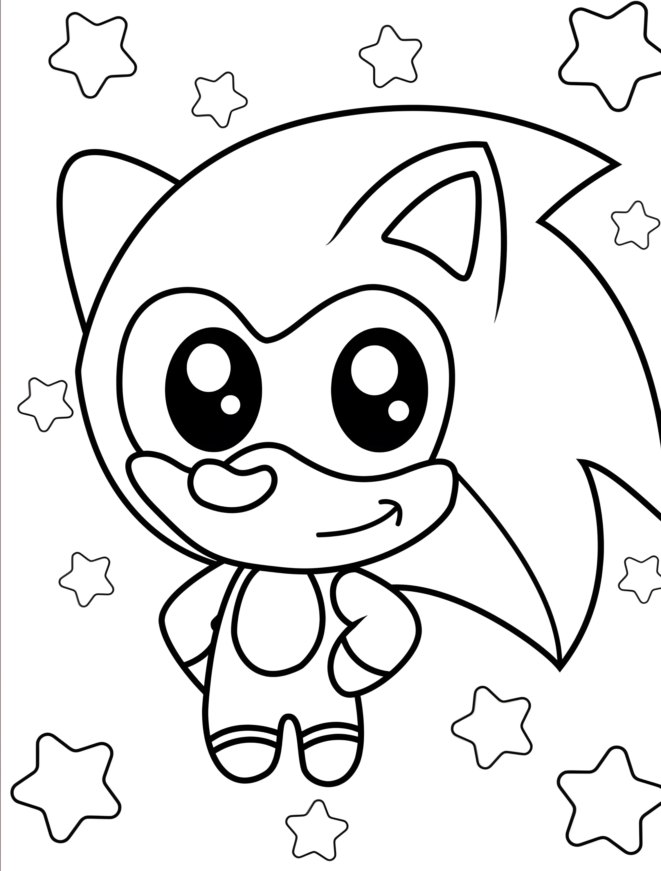 Милый Соник для детей №7751. Раскраски из игр. Соник (Sonic).
