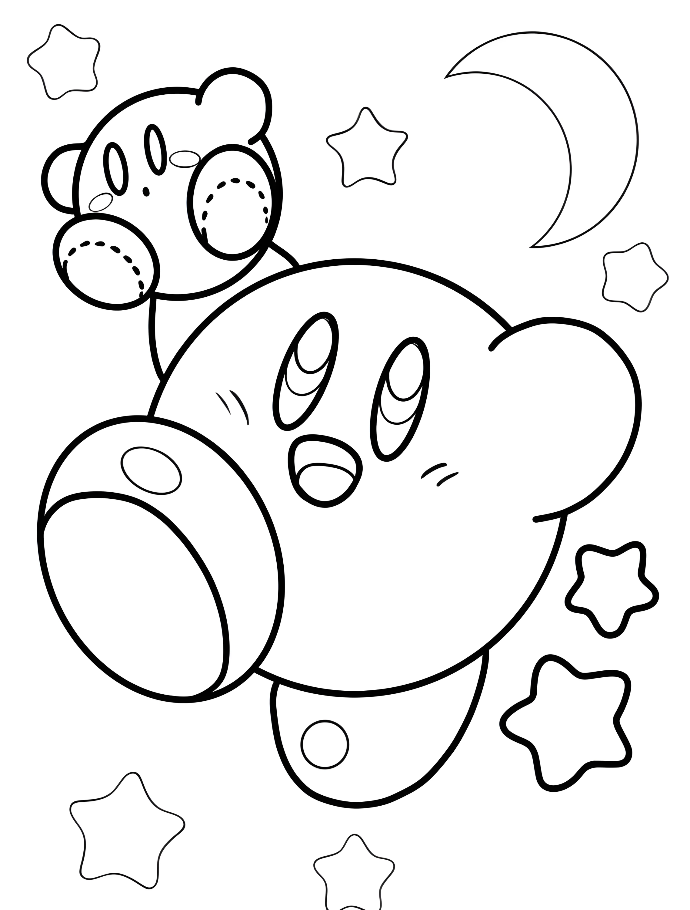 Милый Кирби прыгает в небе для детей №6733. Раскраски из игр. Кирби (Kirby).