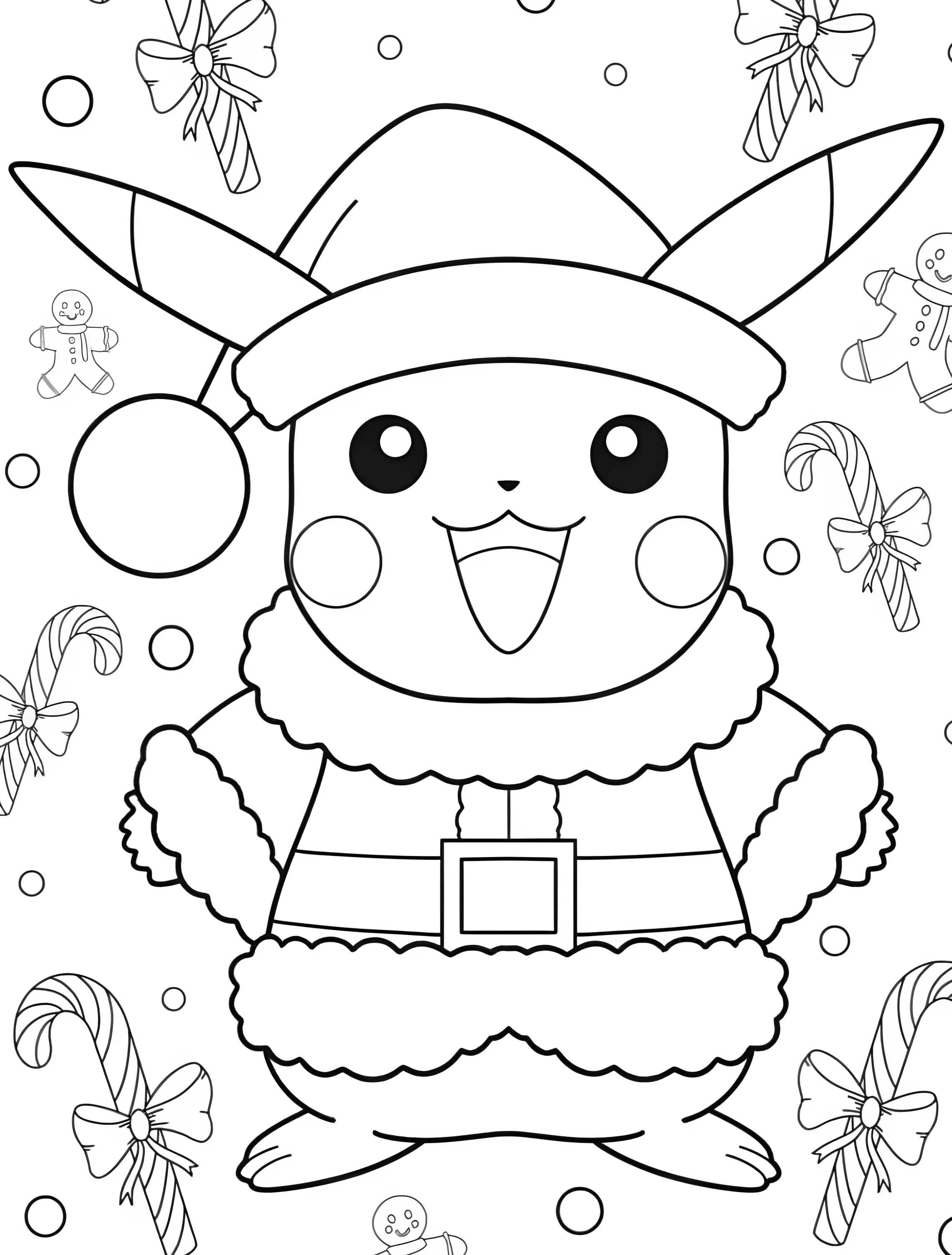 Путти в костюме Санты для детей №7214. Раскраски из игр. Пикачу (Pikachu).