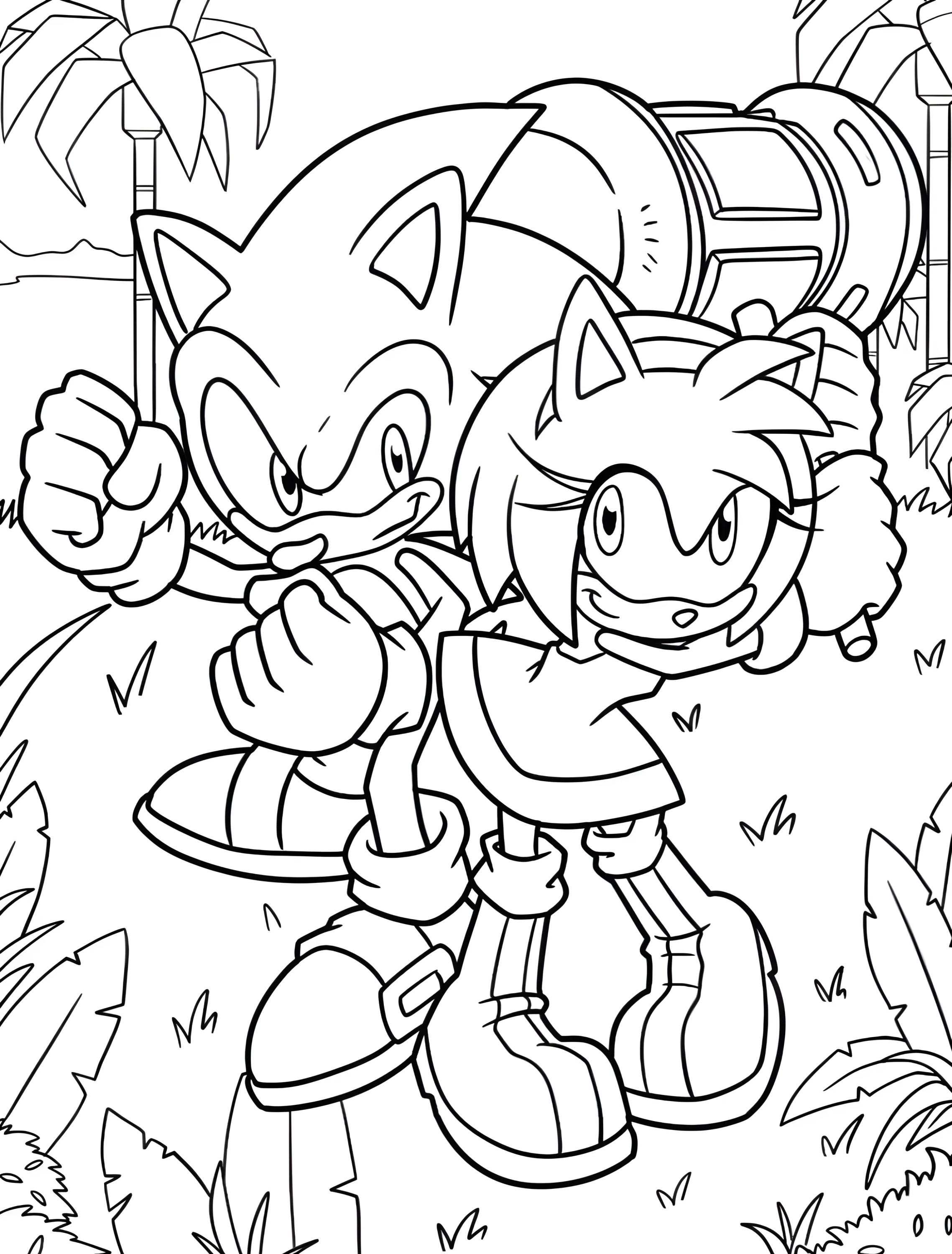 Соник и Эми Роуз вместе для детей №5991. Раскраски из игр. Эми Роуз (Amy Rose).