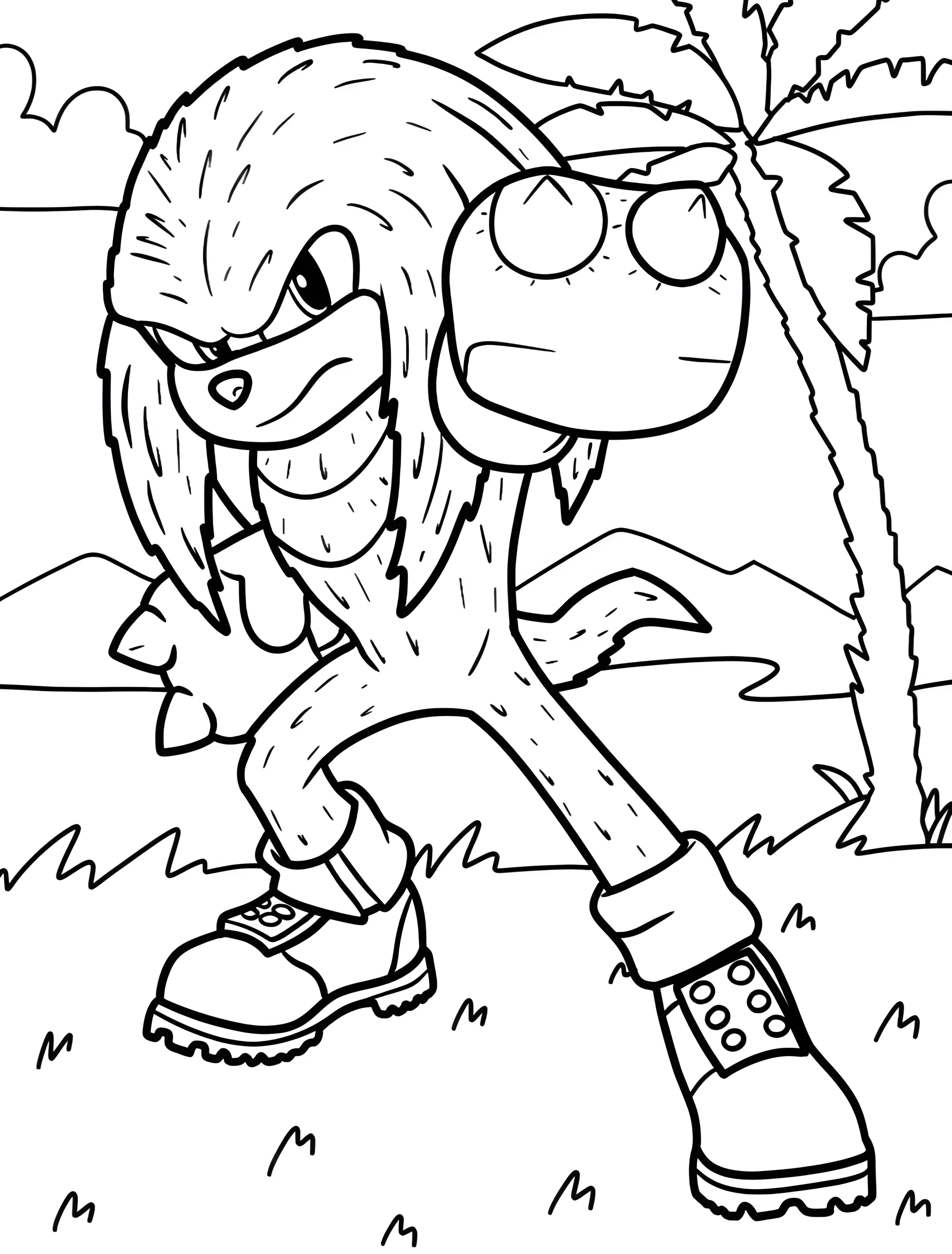 Забавный Наклз на пляже для детей №6753. Раскраски из игр. Наклз (Knuckles).