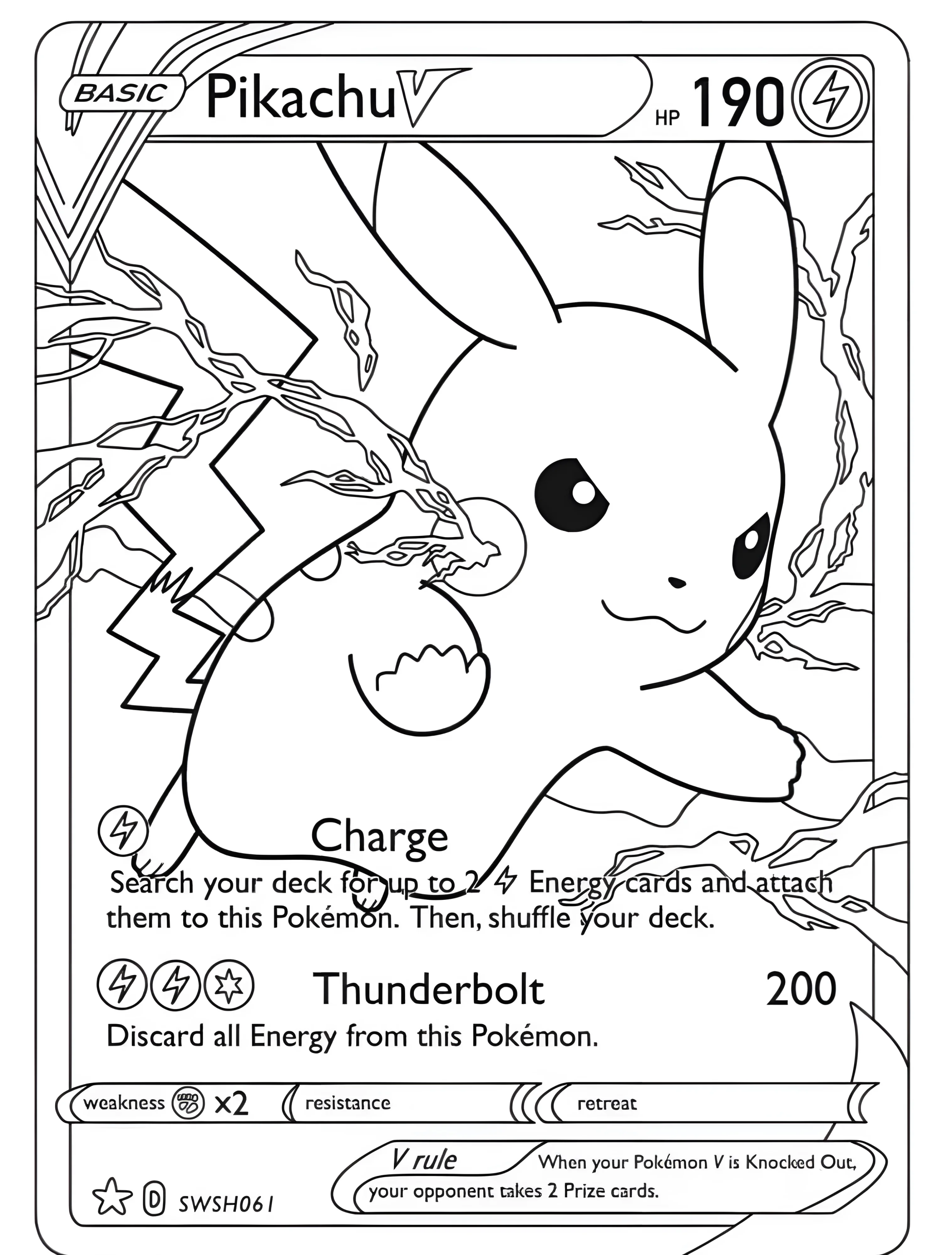 Милый Пикачу покемон для детей №7215. Раскраски из игр. Пикачу (Pikachu).