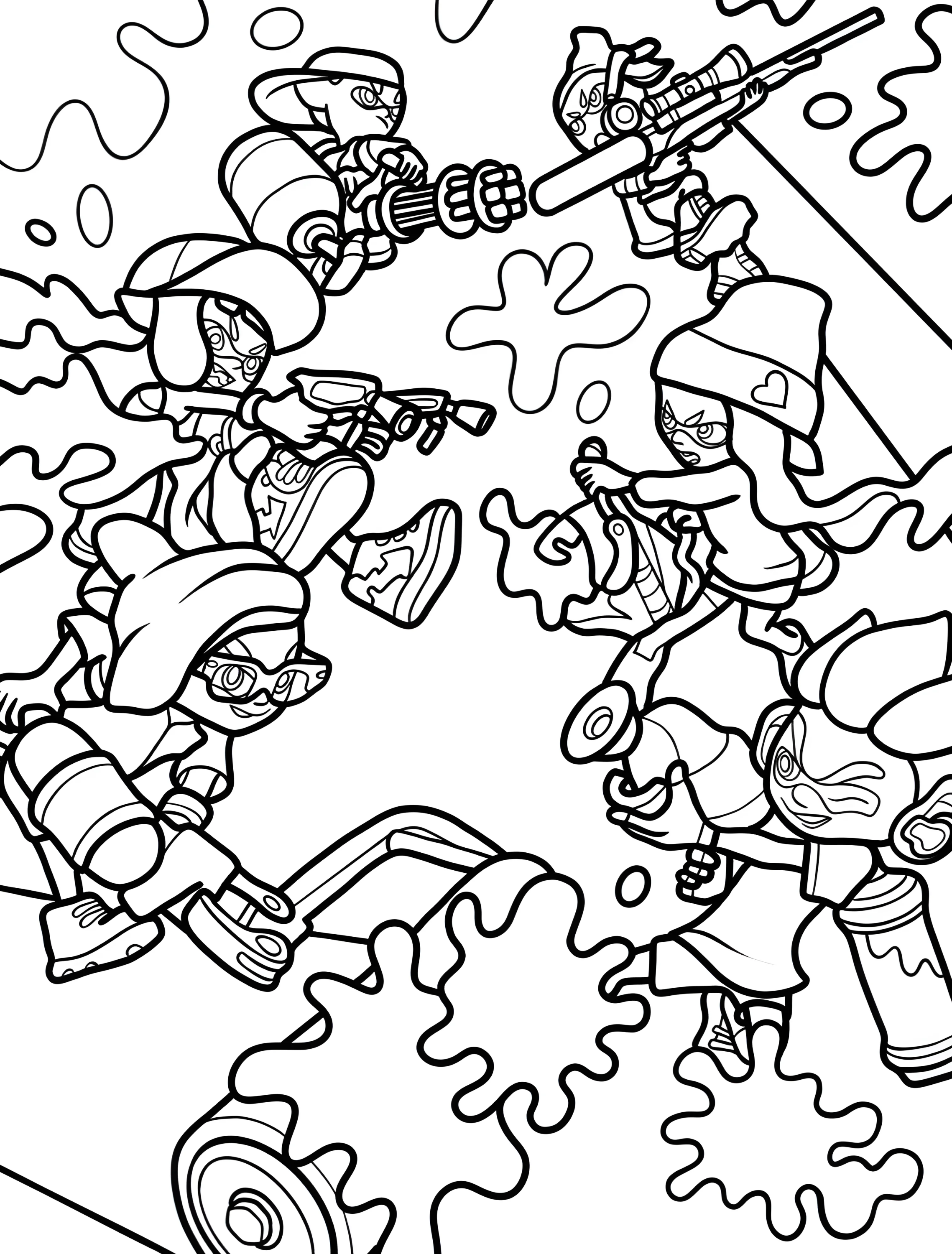 Инклинги и Октолинги для детей №7822. Раскраски из игр. Сплатун (Splatoon).