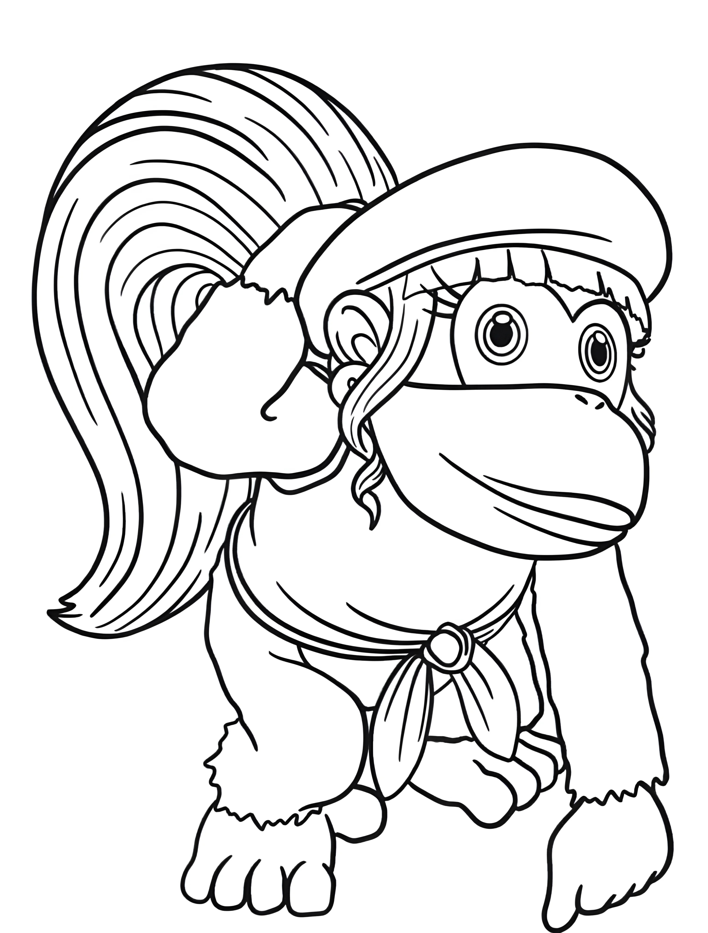 Веселая Дикси Конг для детей №6287. Раскраски из игр. Донки Конг (Donkey Kong).