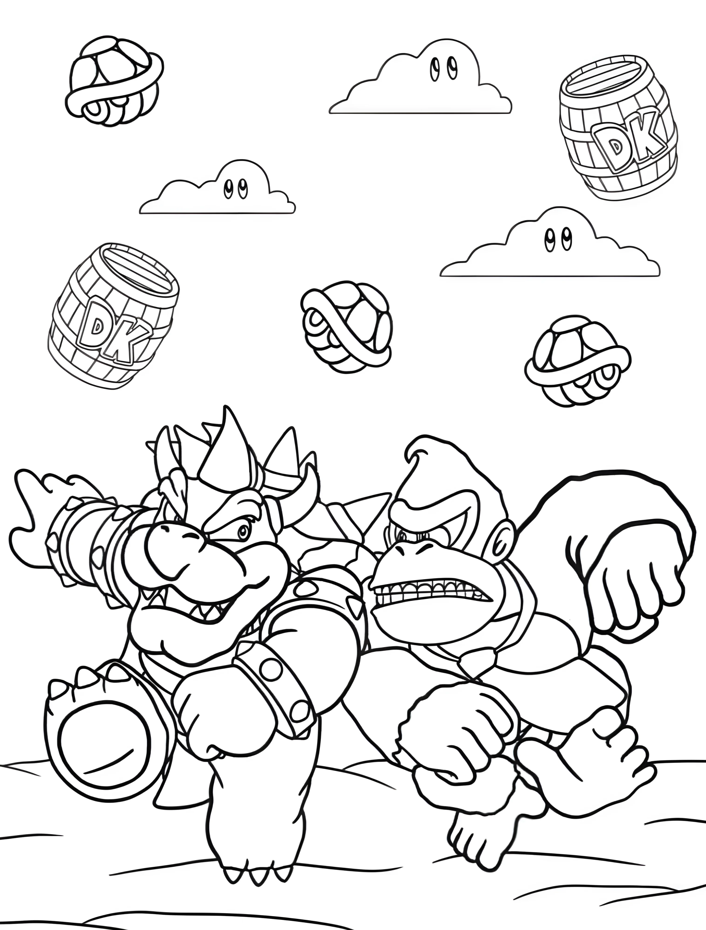 Донки Конг и Боузер для детей №6121. Раскраски из игр. Боузер (Bowser).