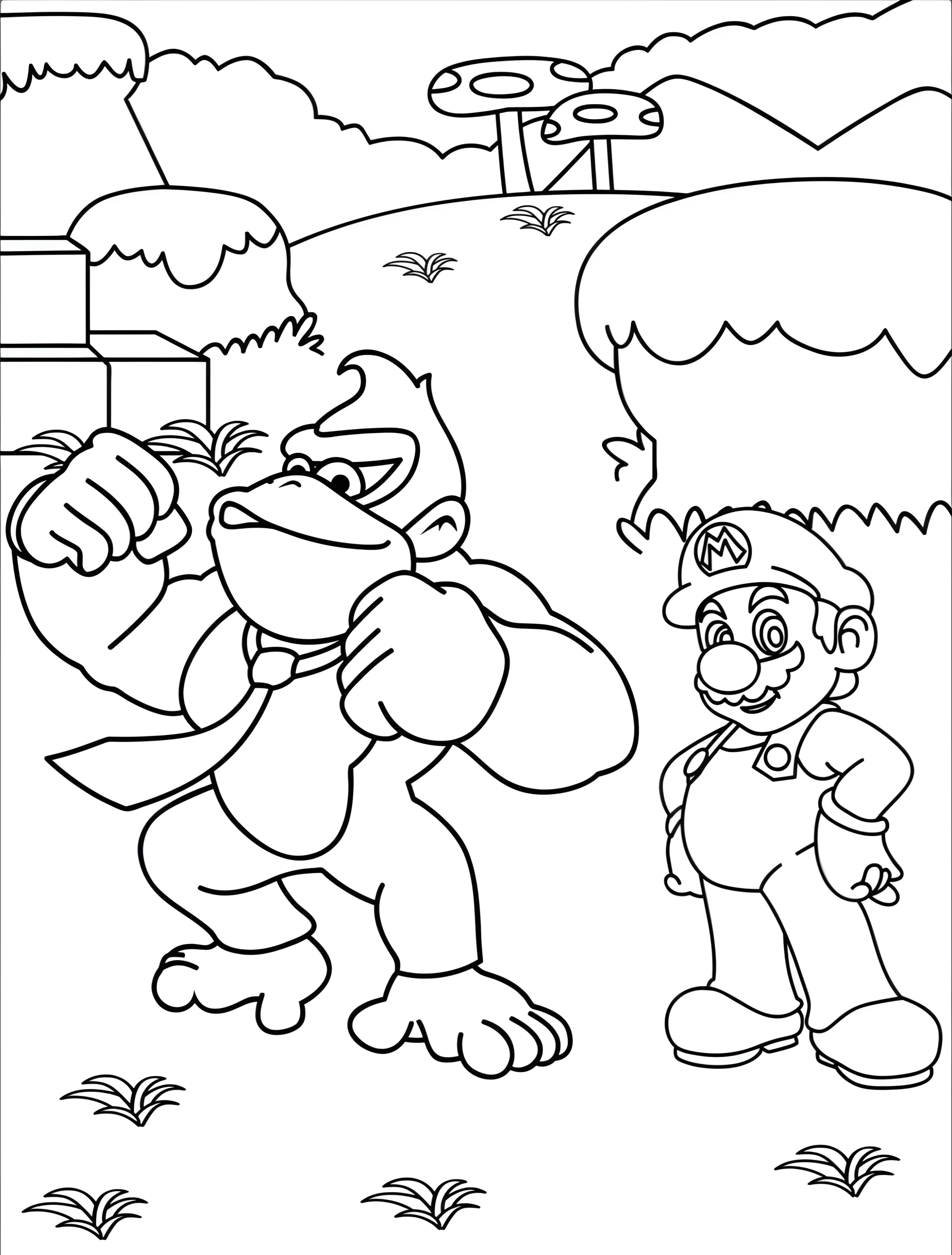 Донки Конг и Марио для детей №6919. Раскраски из игр. Марио (Mario).