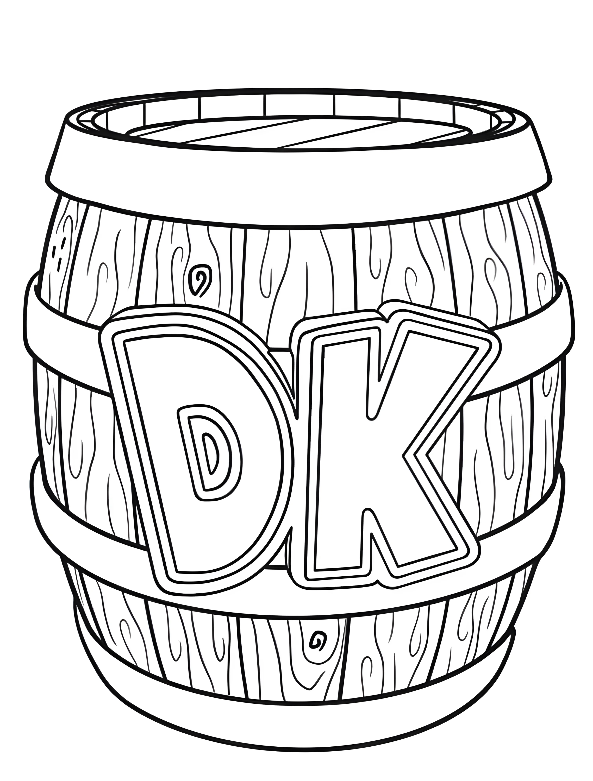 Бочка с буквами DK для детей №6289. Раскраски из игр. Донки Конг (Donkey Kong).
