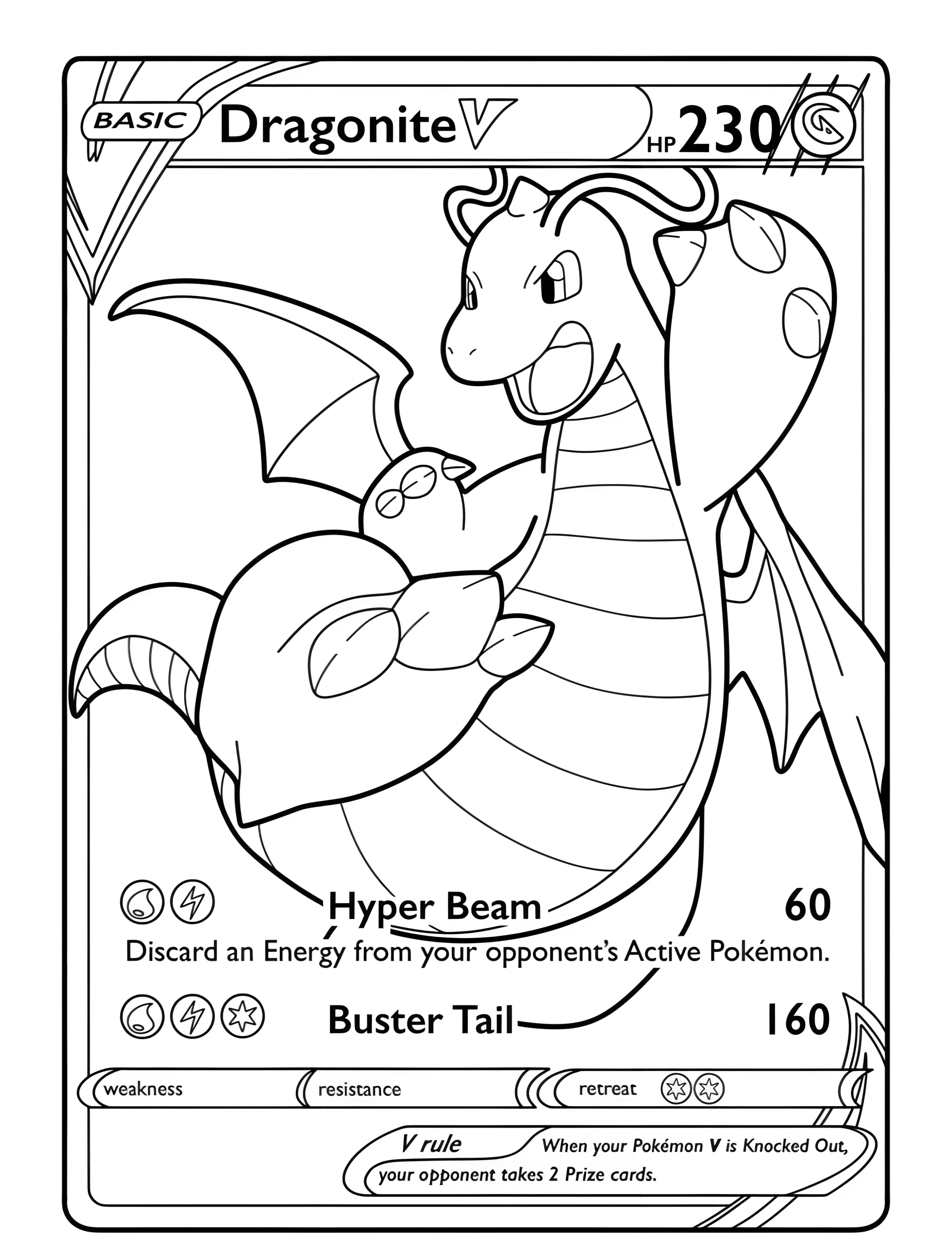Драгонит для детей милый покемон №6307. Раскраски из игр. Драгонайт (Dragonite).