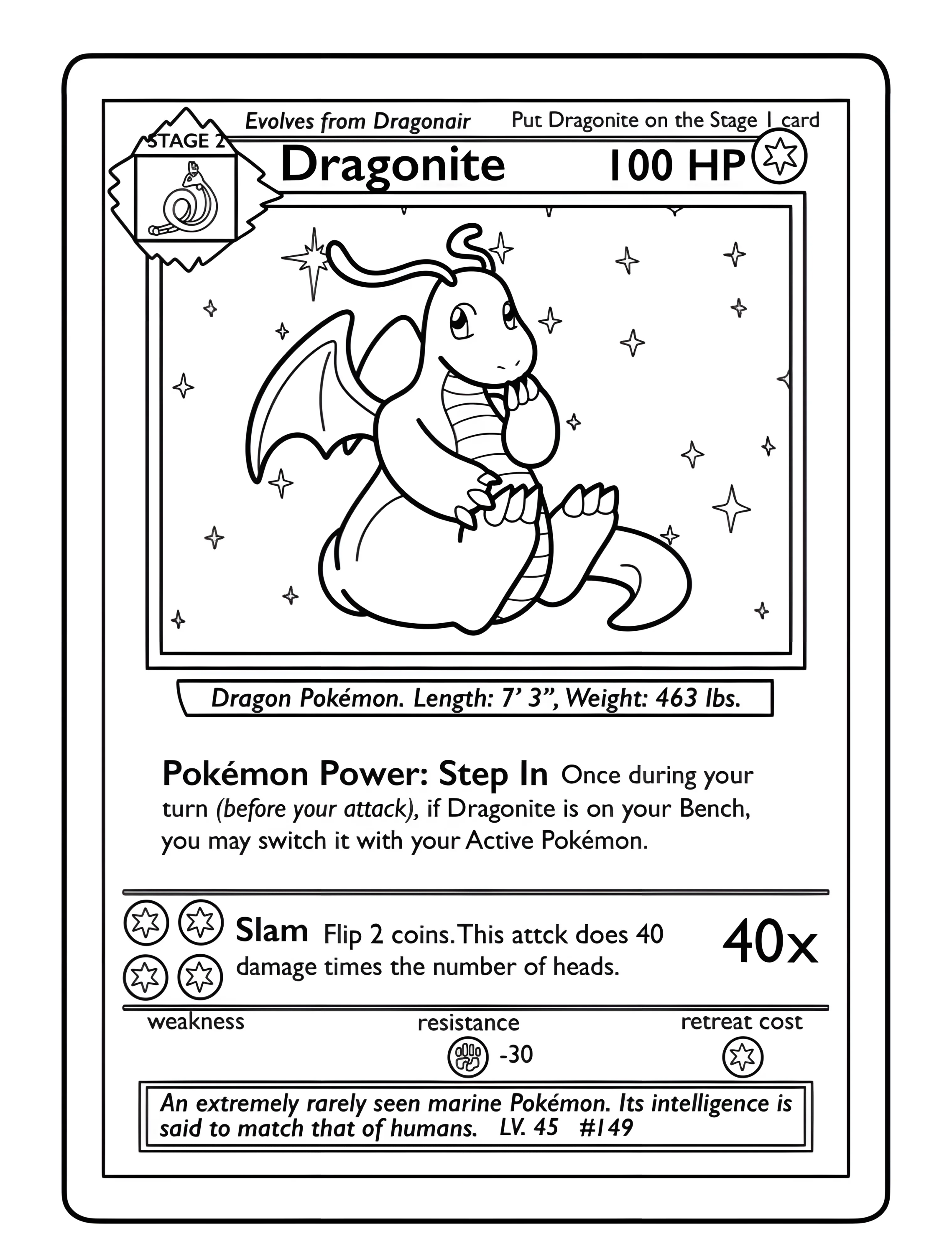 Покемон Драгонит для детей №6310. Раскраски из игр. Драгонайт (Dragonite).