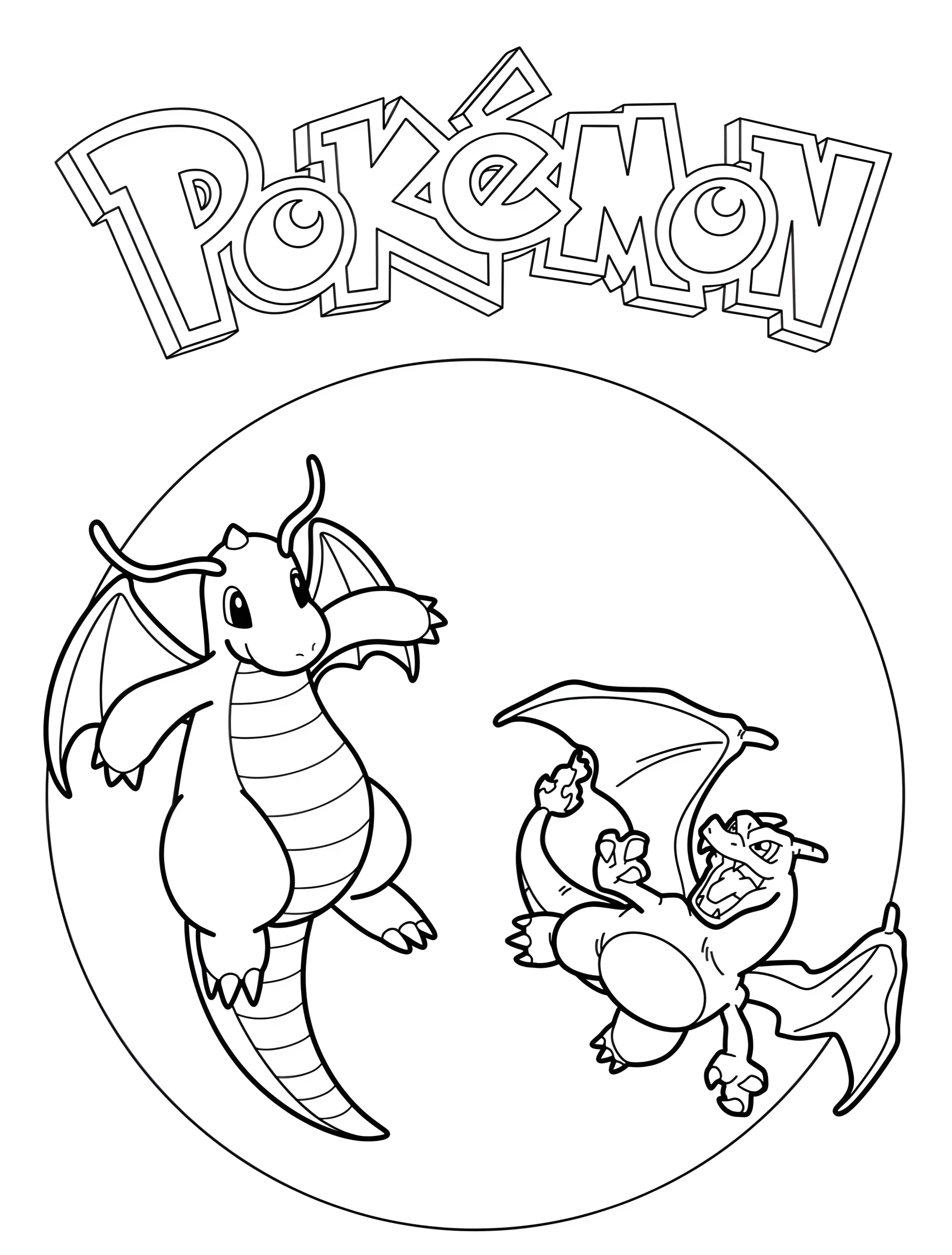 Драгонит и Чарizard для детей №6312. Раскраски из игр. Драгонайт (Dragonite).