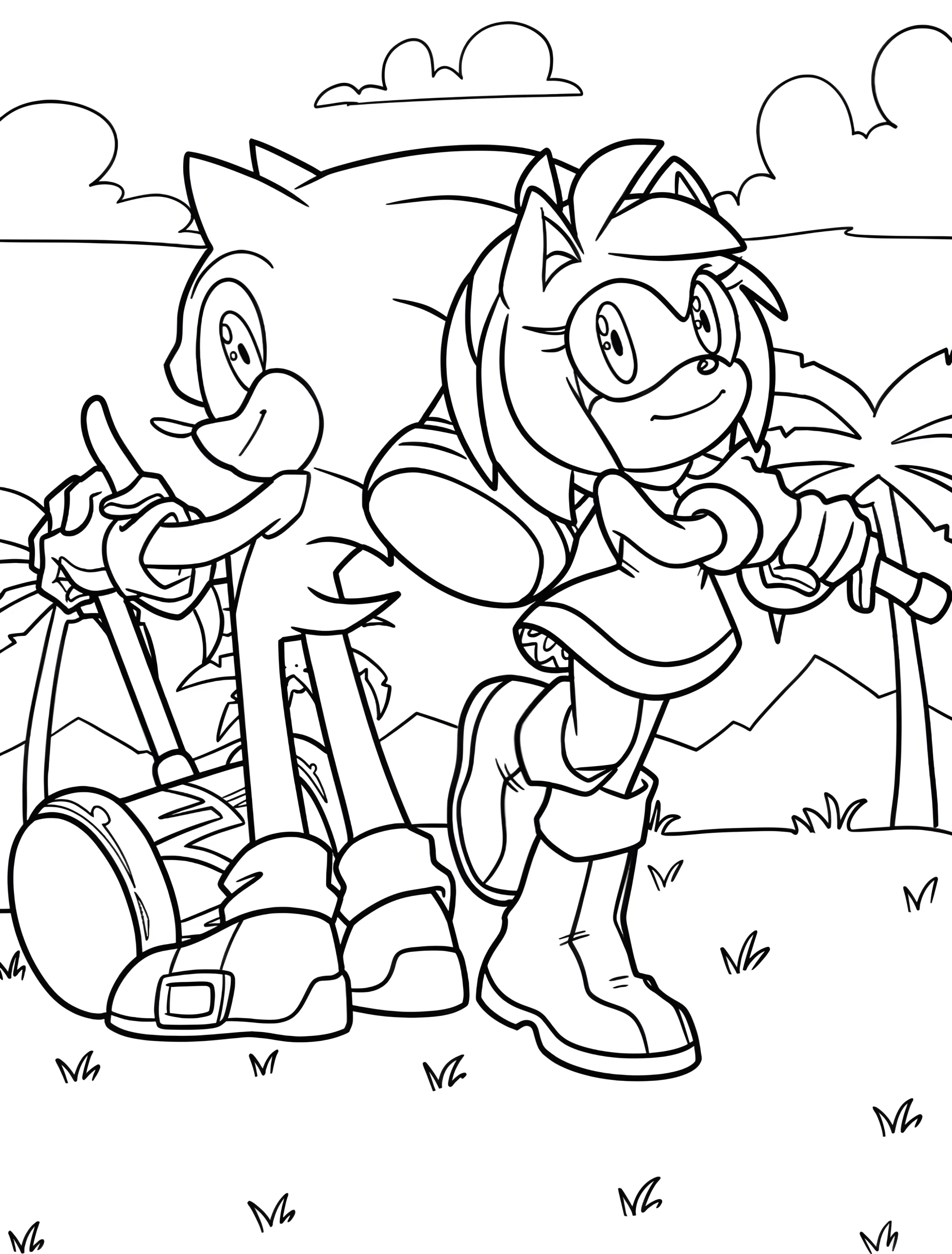 Соник и Эми Роуз для детей №5992. Раскраски из игр. Эми Роуз (Amy Rose).