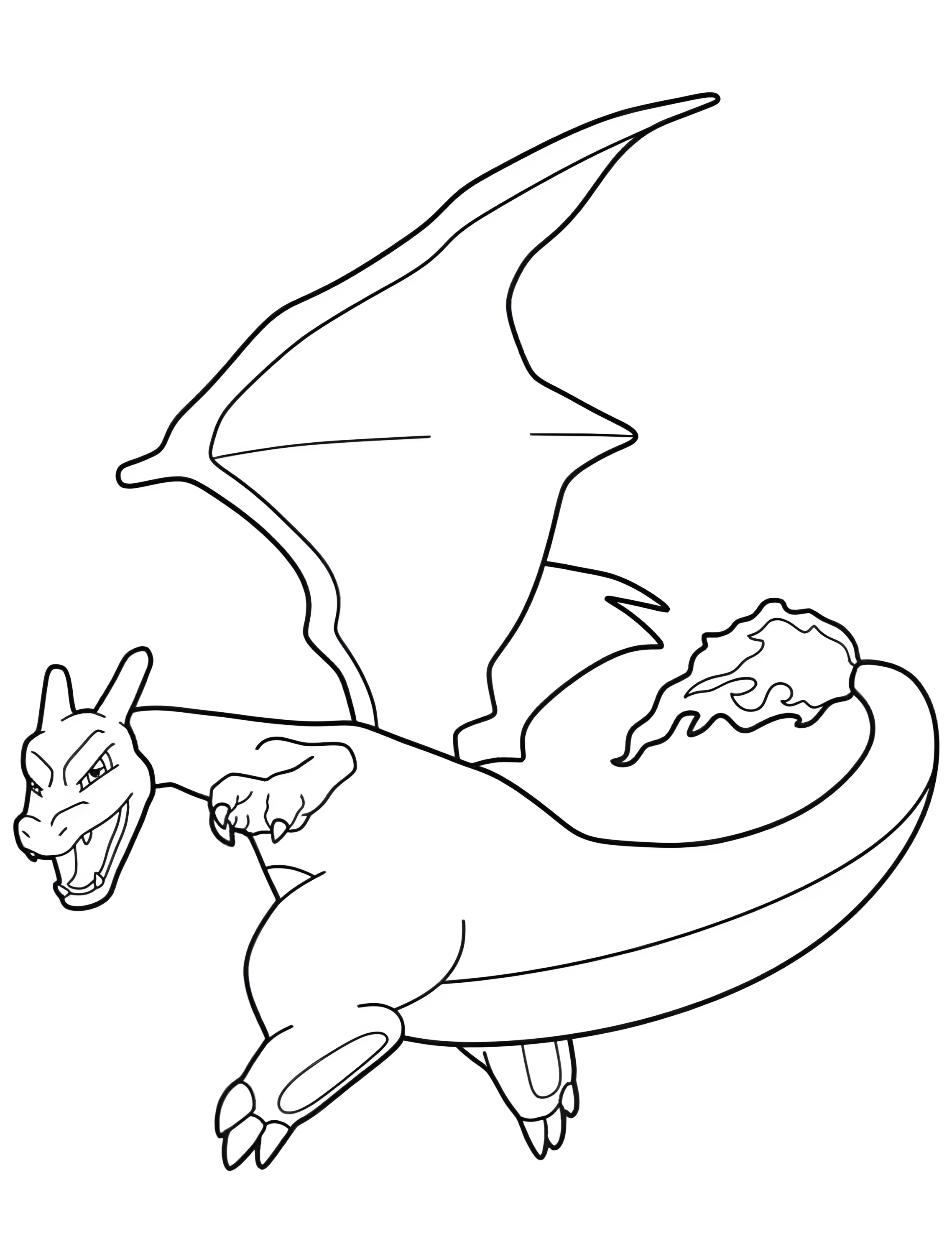 Забавный дракон Чарizard для детей №6216. Раскраски из игр. Чаризард (Charizard).