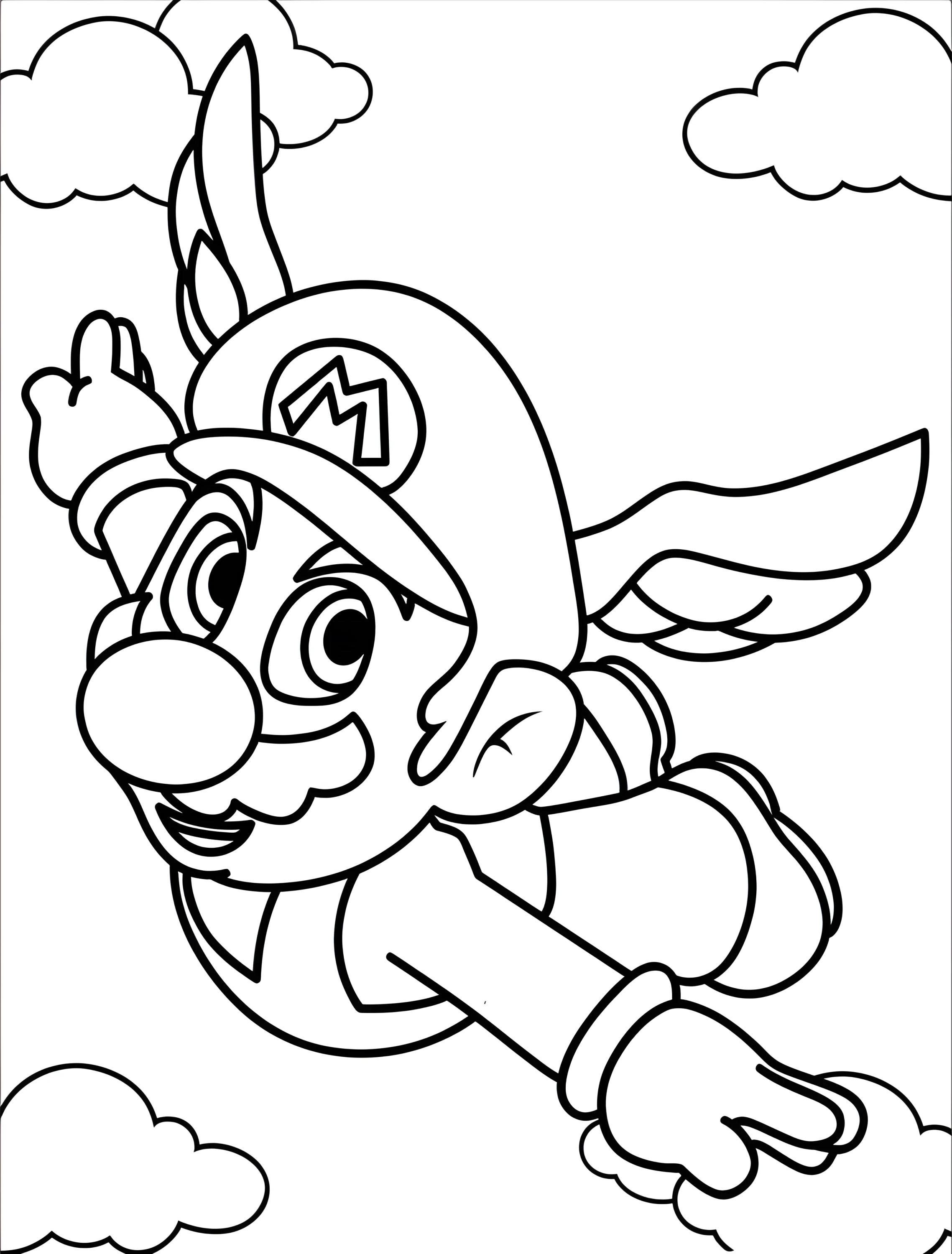 Марио летит для детей №6920. Раскраски из игр. Марио (Mario).