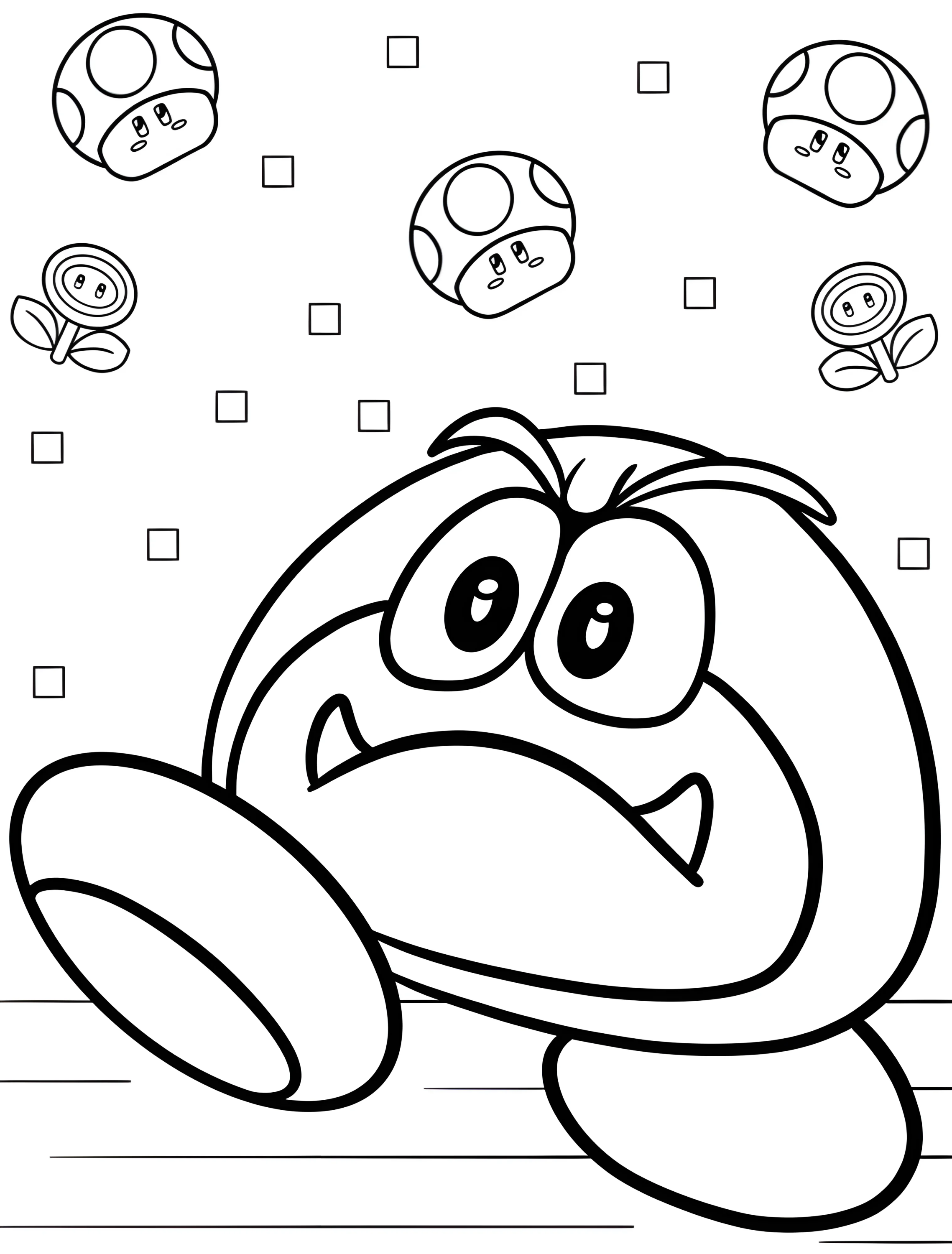 Забавный Галуба для детей №6566. Раскраски из игр. Гумба (Goomba).