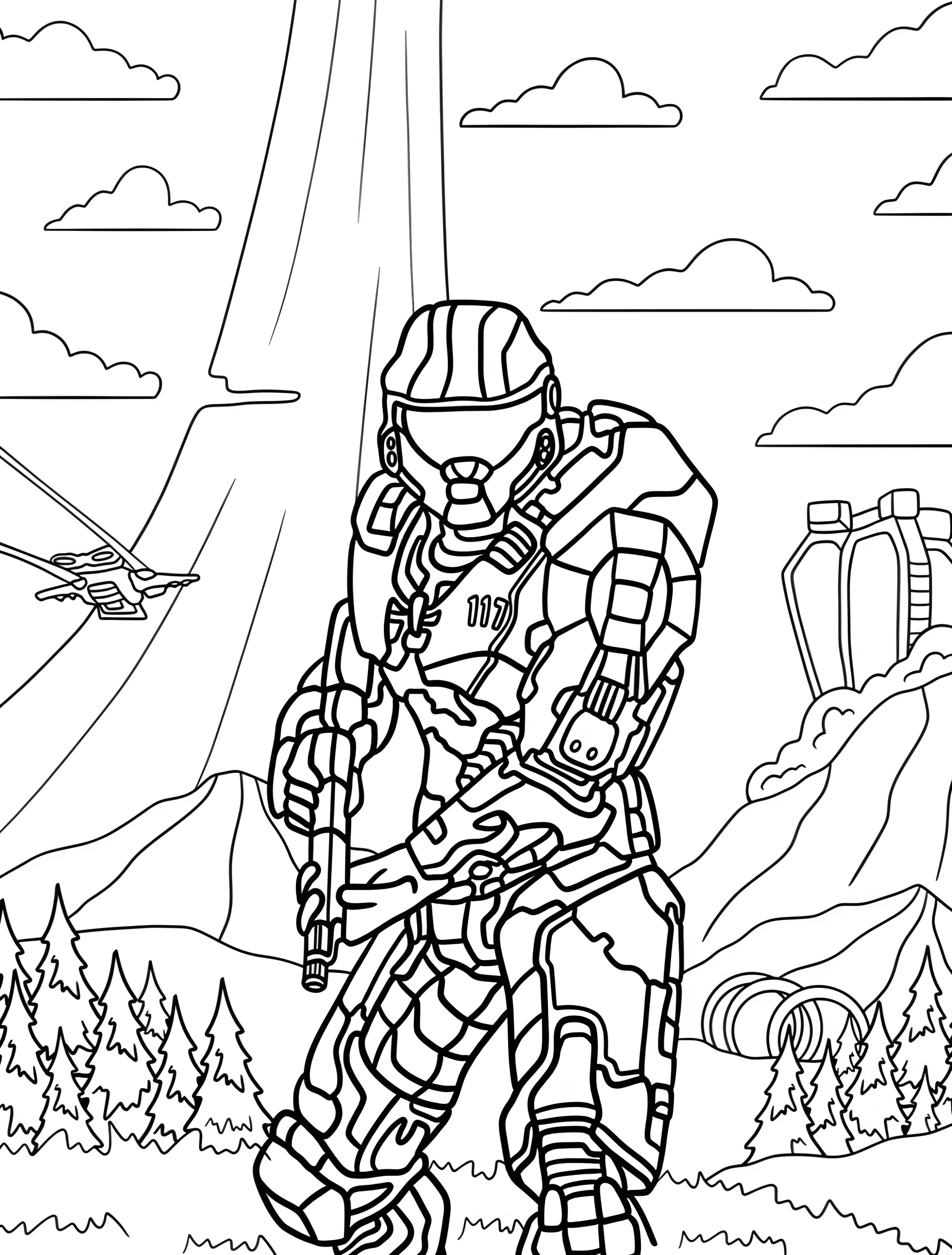 Главный герой Halo Master Chief для детей №6611. Раскраски из игр. Хейло (Halo).