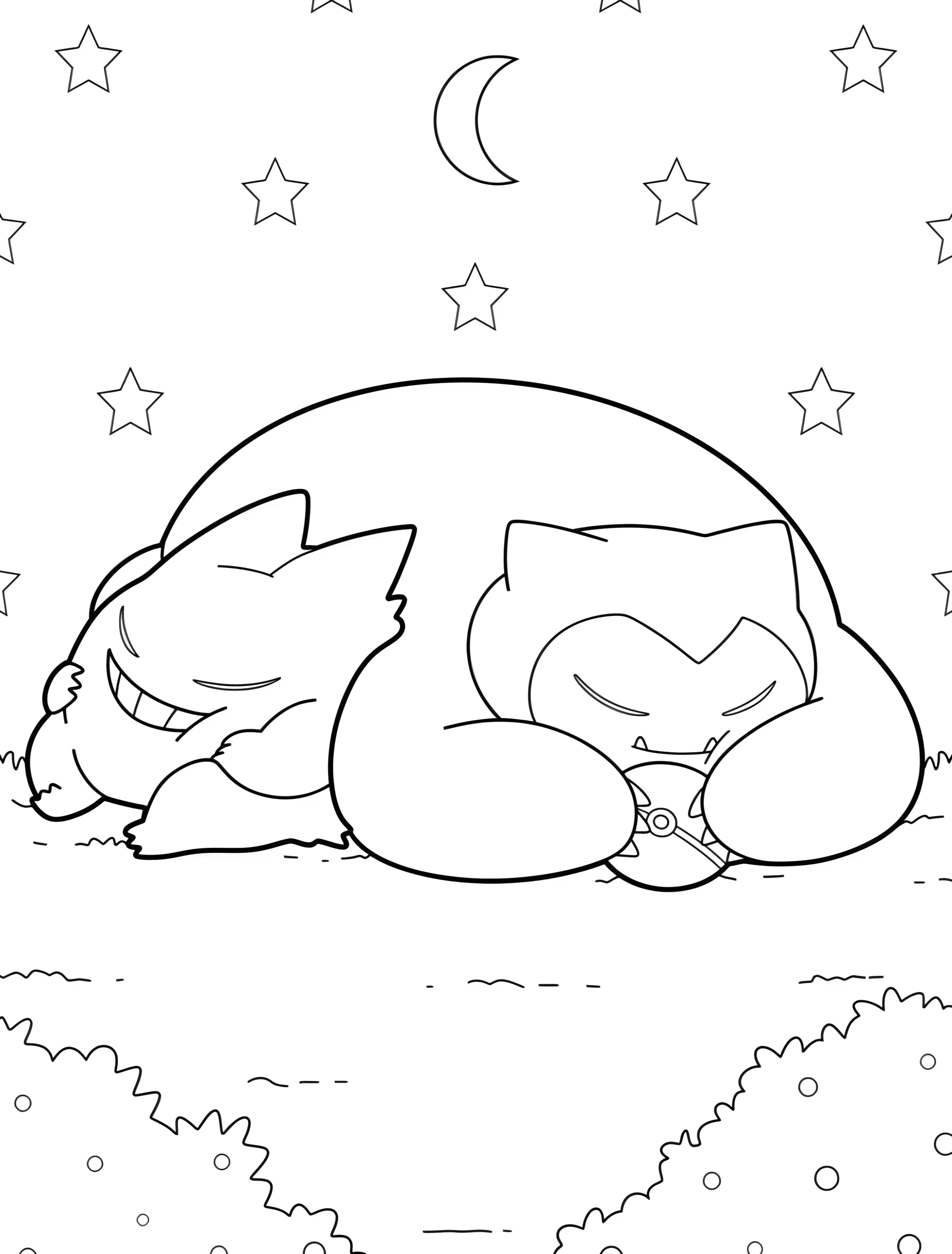 Спящий Снорлакс для детей №6544. Раскраски из игр. Генгар (Gengar).