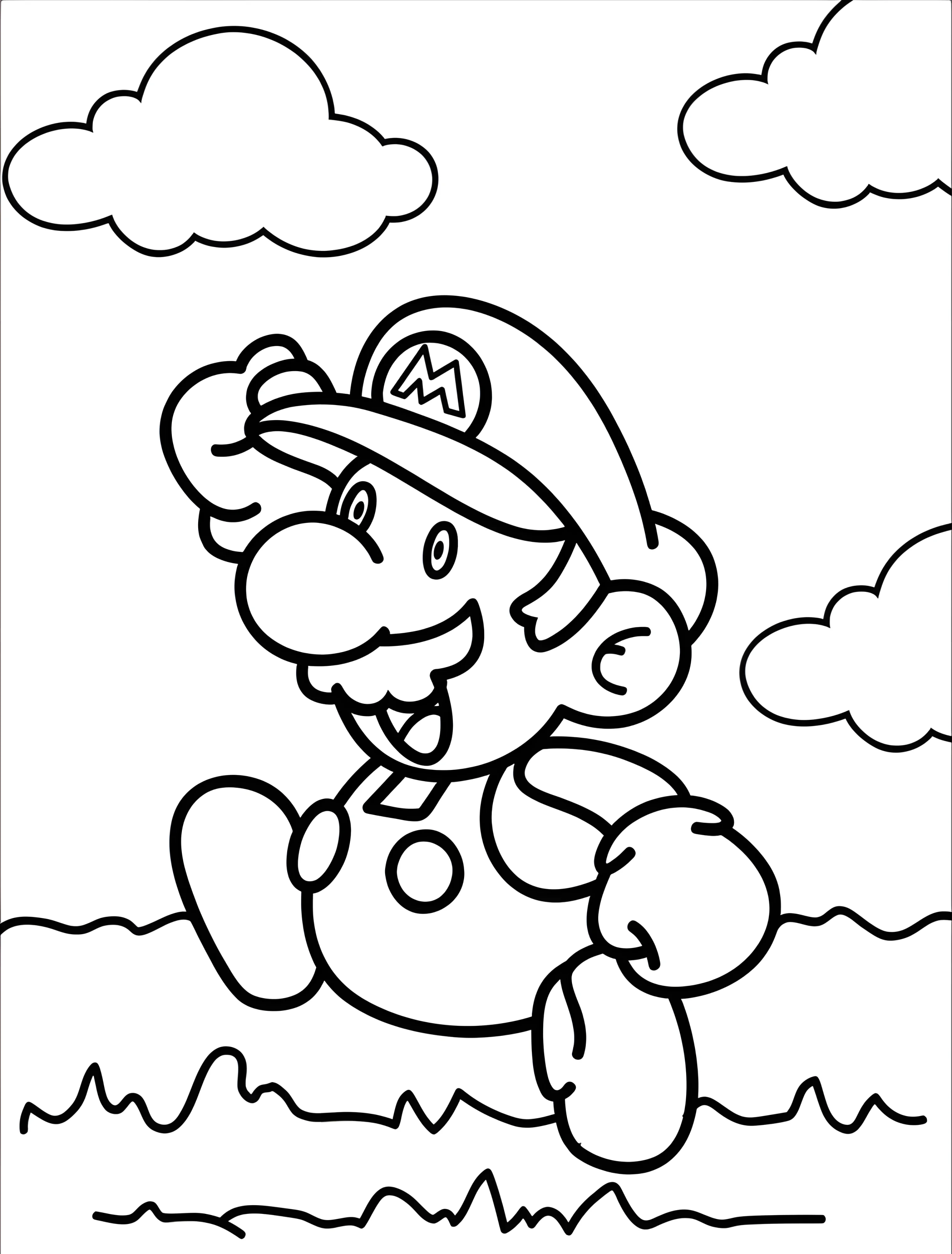 Веселый Марио для самых маленьких №6923. Раскраски из игр. Марио (Mario).