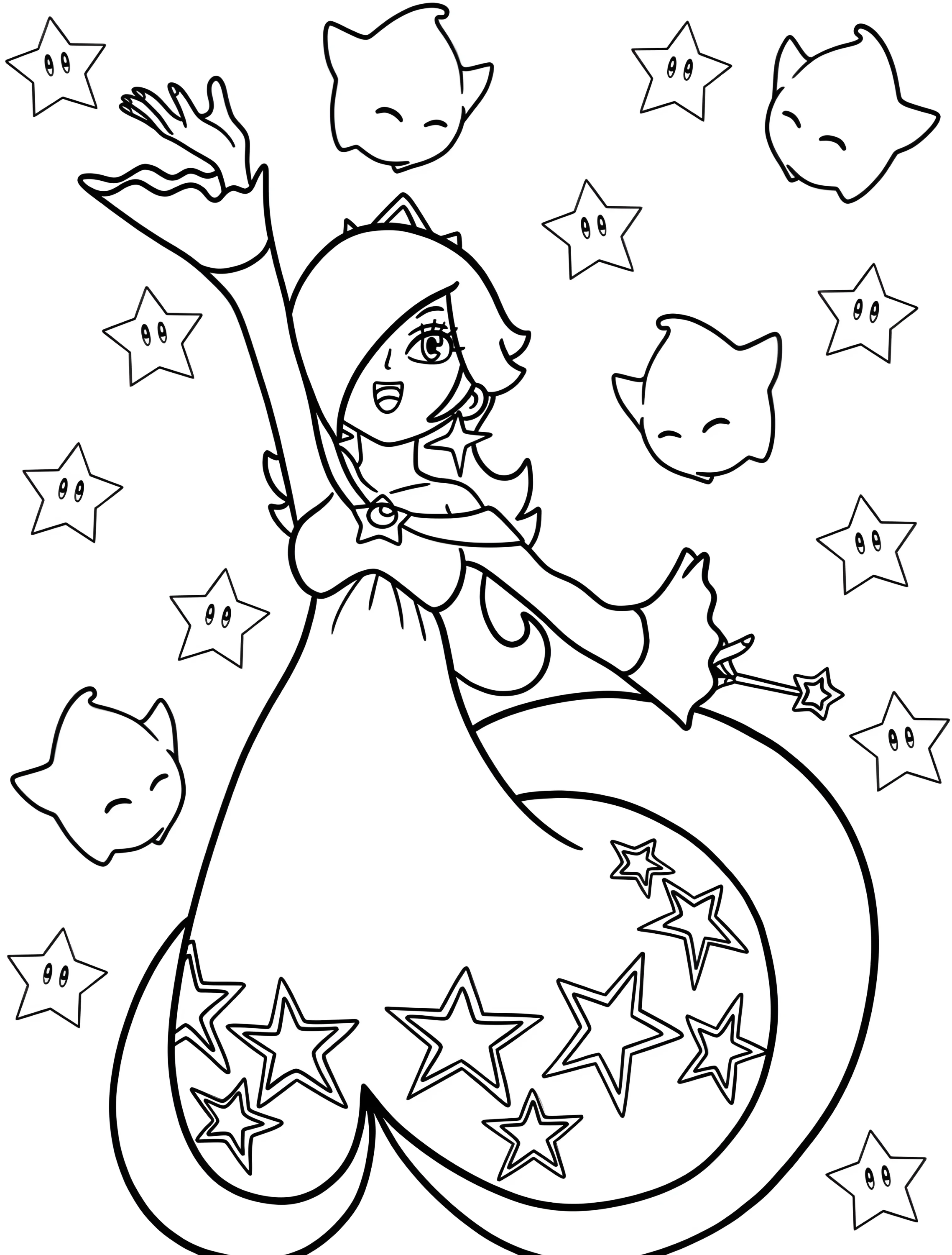Принцесса Розалина и звезды для детей №7635. Раскраски из игр. Розалина (Rosalina).