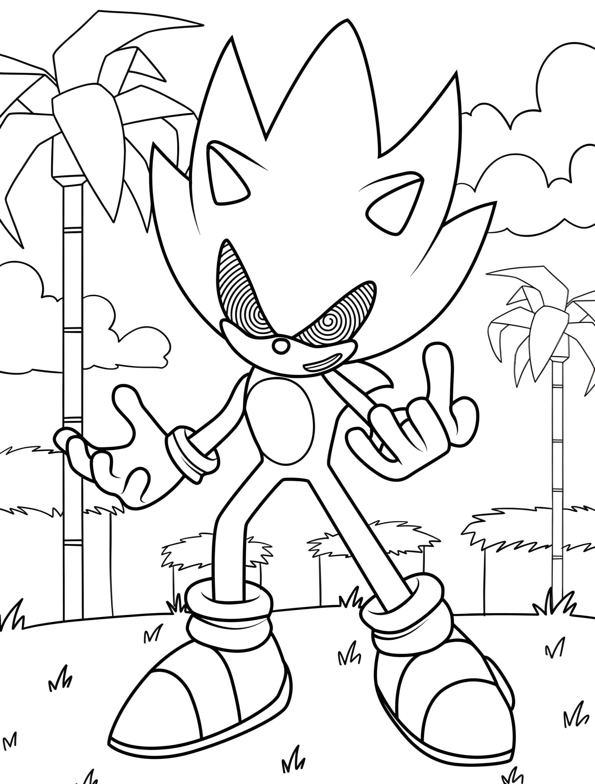 Соник в Острове Ангелов для детей №7803. Раскраски из игр. Соник Икс (Sonic EXE).