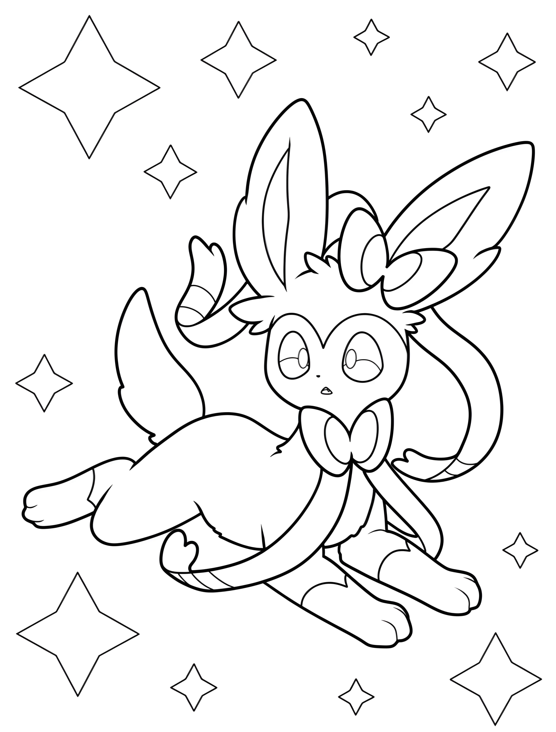 Милый Сильвеон для раскрашивания №8013. Раскраски из игр. Сильвеон (Sylveon).