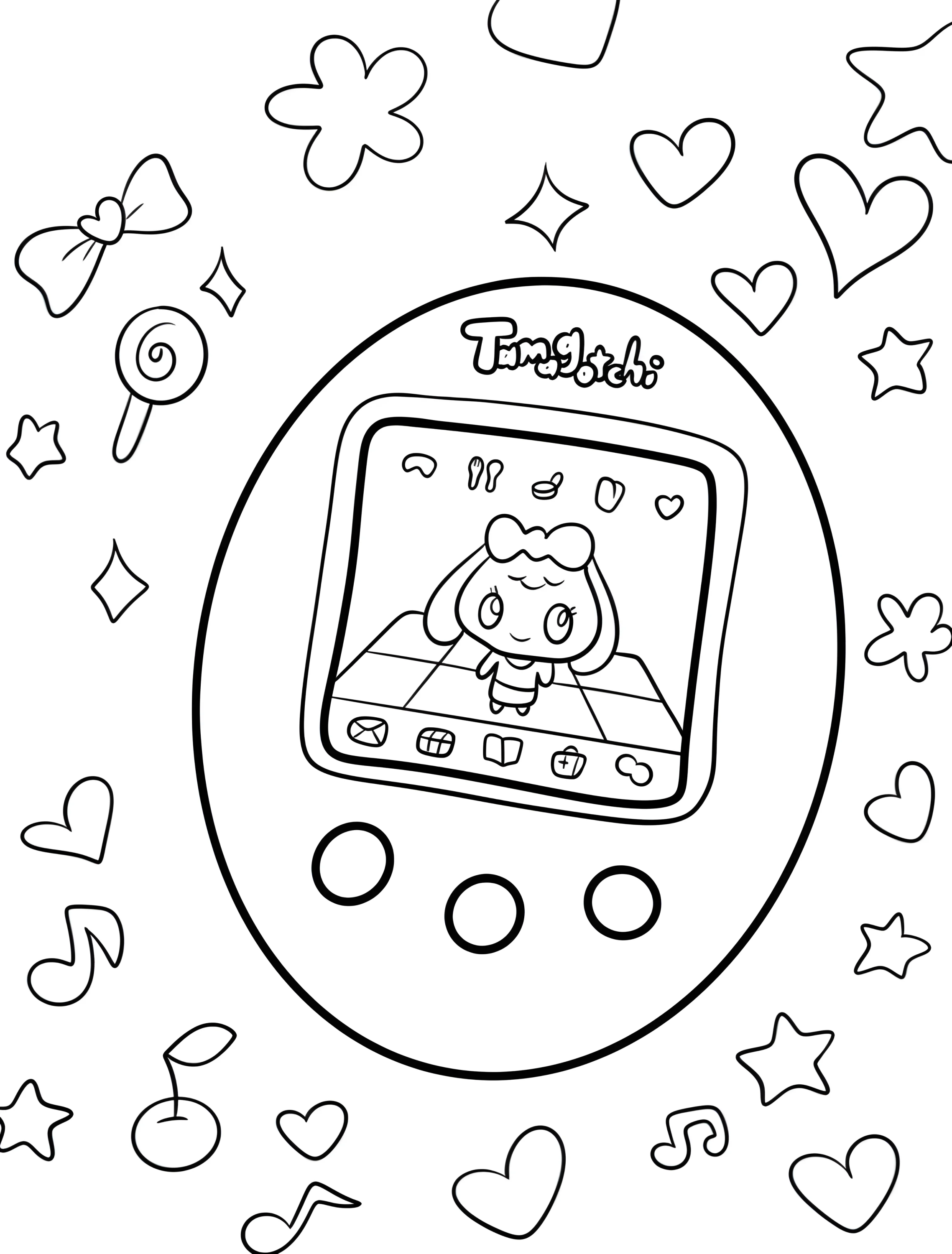 Забавный Тамагочи для детей №8049. Раскраски из игр. Тамагочи (Tamagotchi).