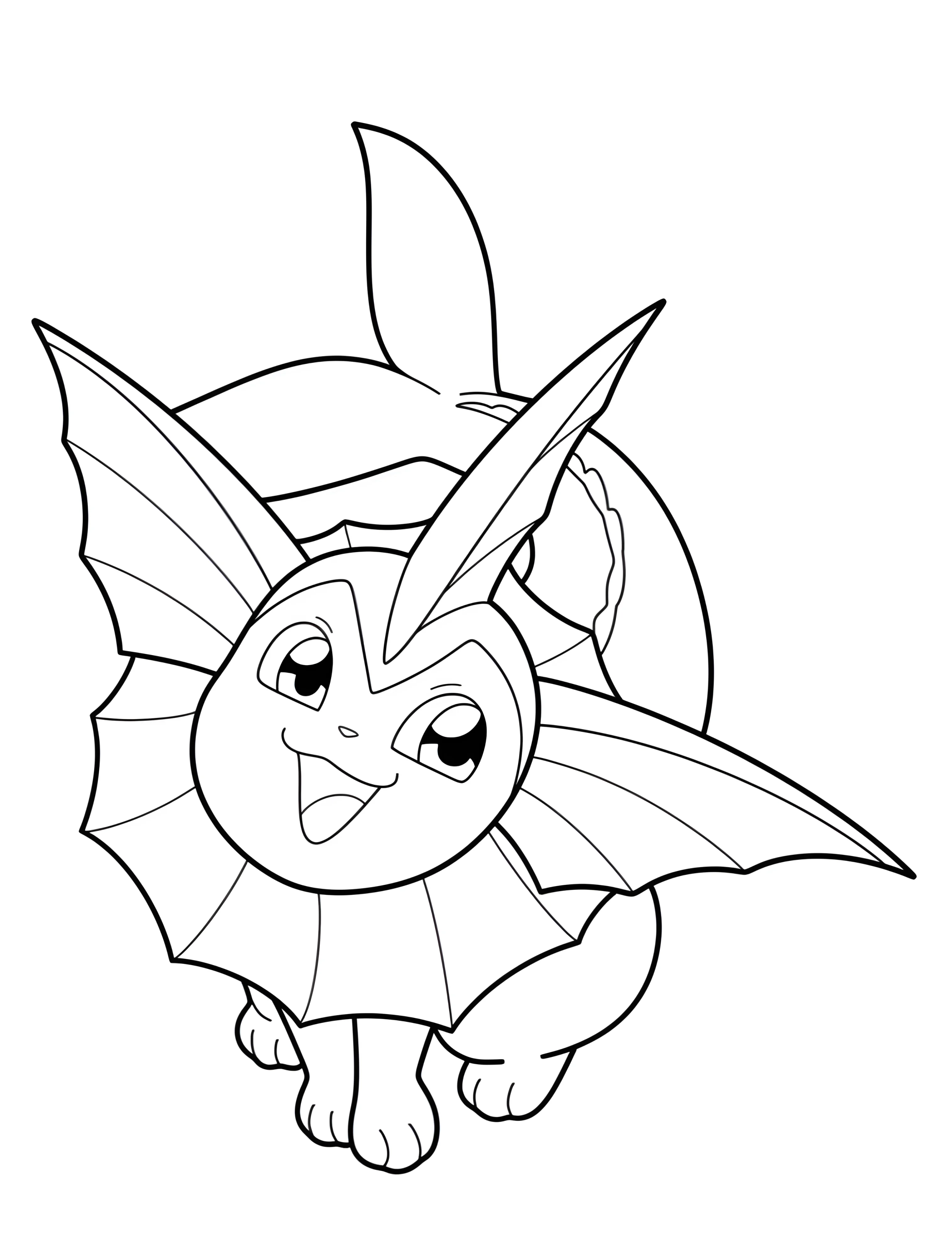 Весёлый покемон Vaporeon для детей №8137. Раскраски из игр. Вапореон (Vaporeon).