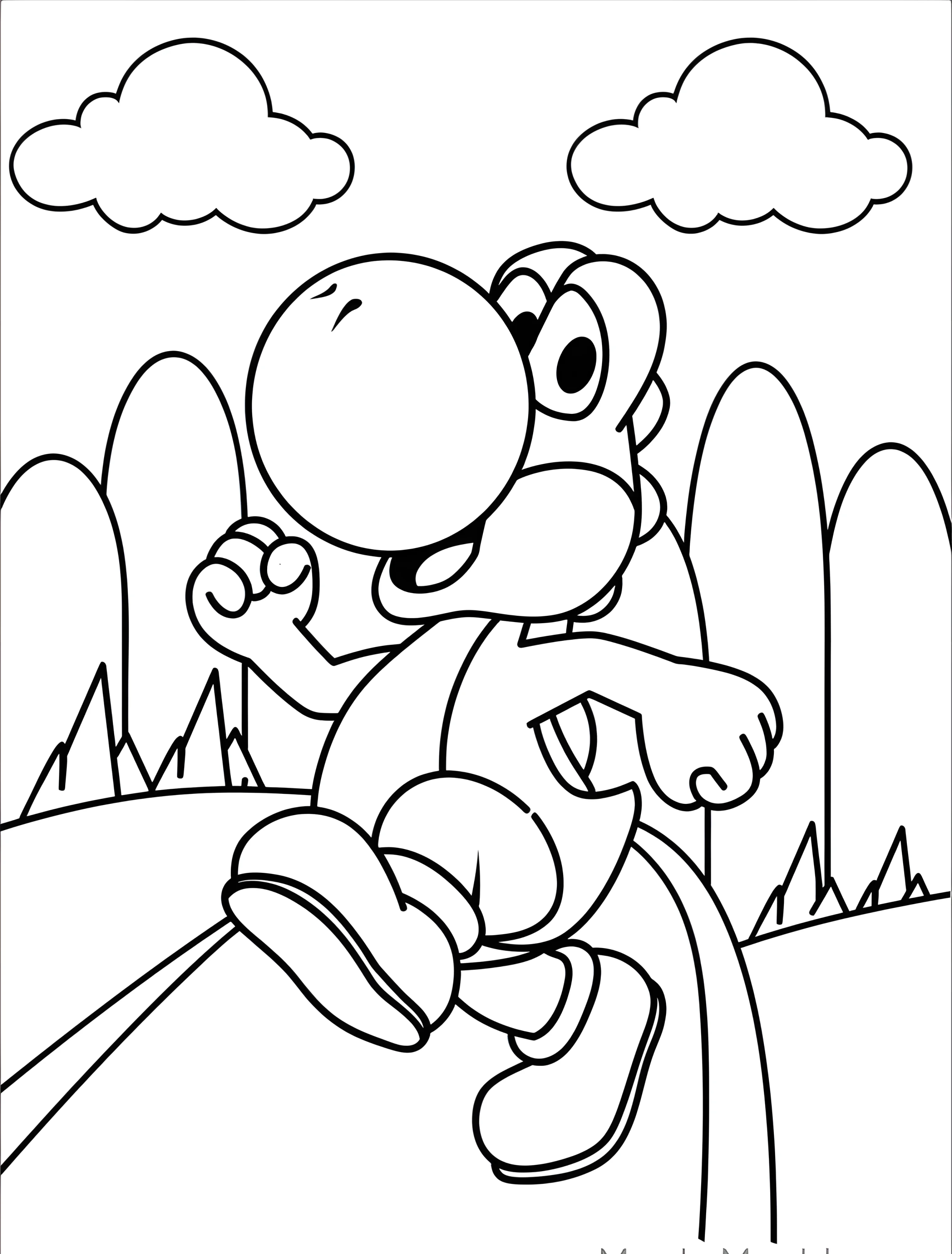 Веселый Йоши для детей №8188. Раскраски из игр. Йоши (Yoshi).