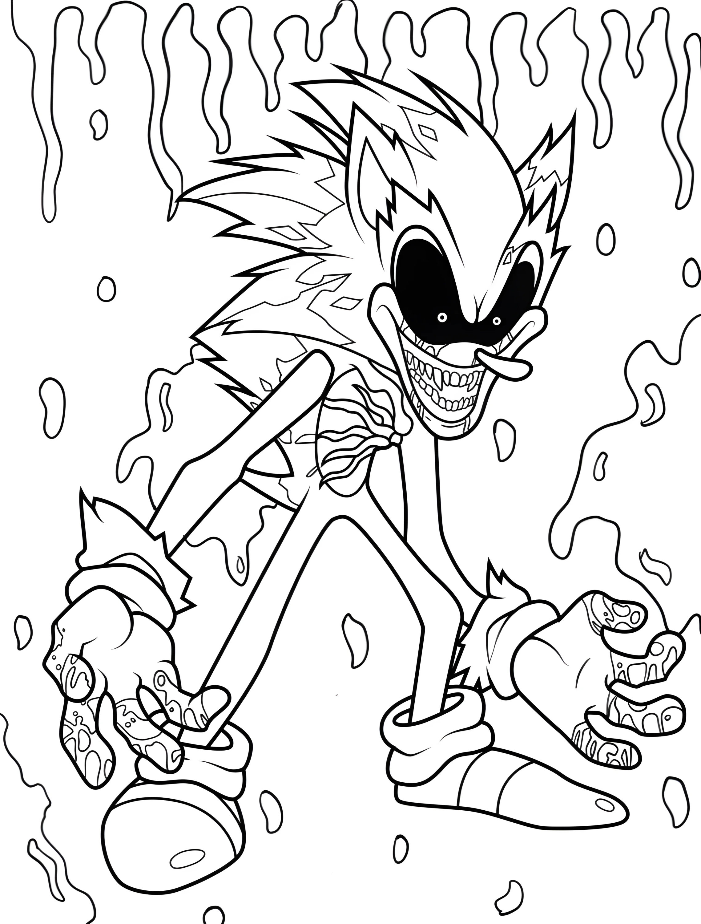 Сонник Соник в жутком образе для детей №7804. Раскраски из игр. Соник Икс (Sonic EXE).