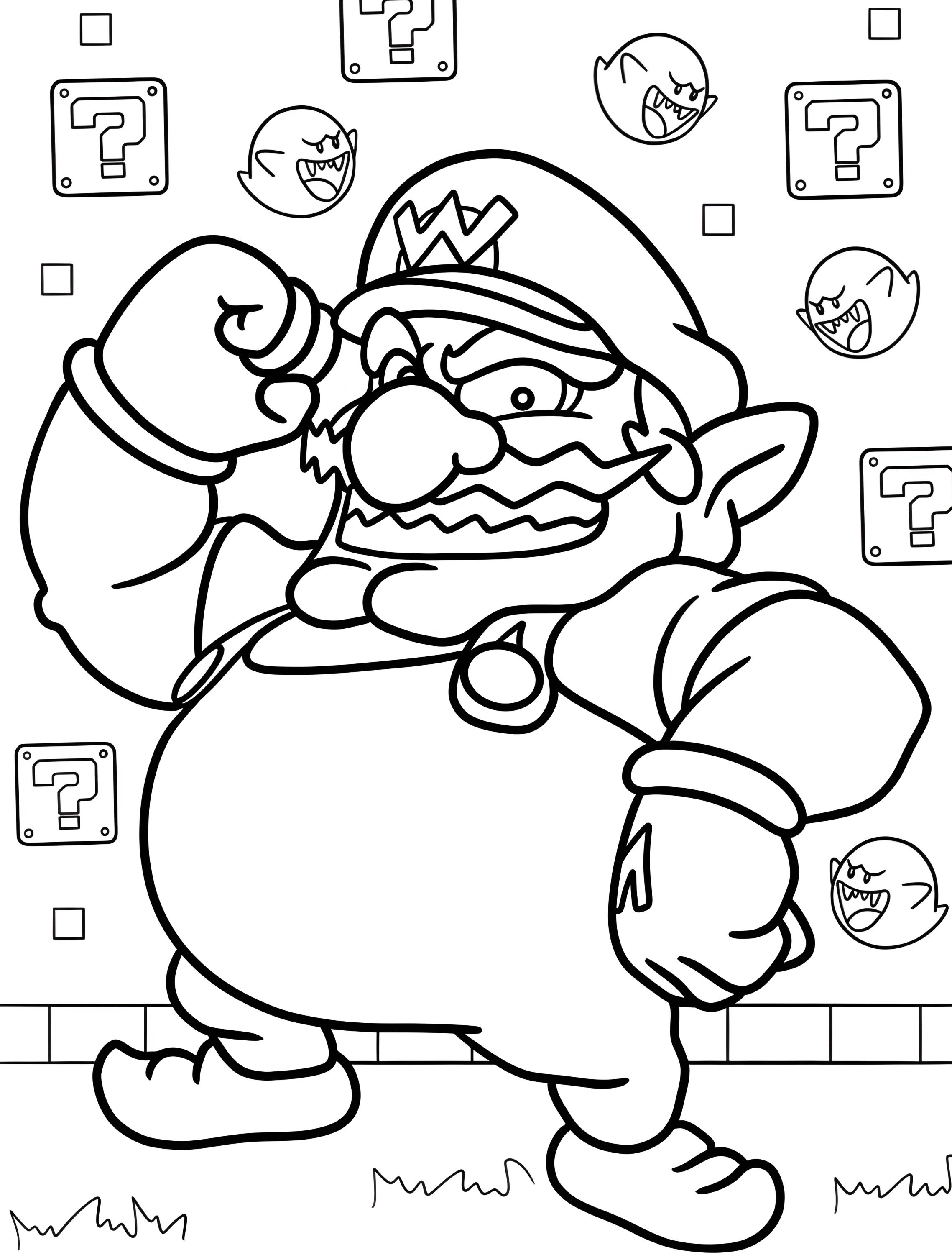 Веселый Варио для детей №7144. Раскраски из игр. Нинтендо (Nintendo).