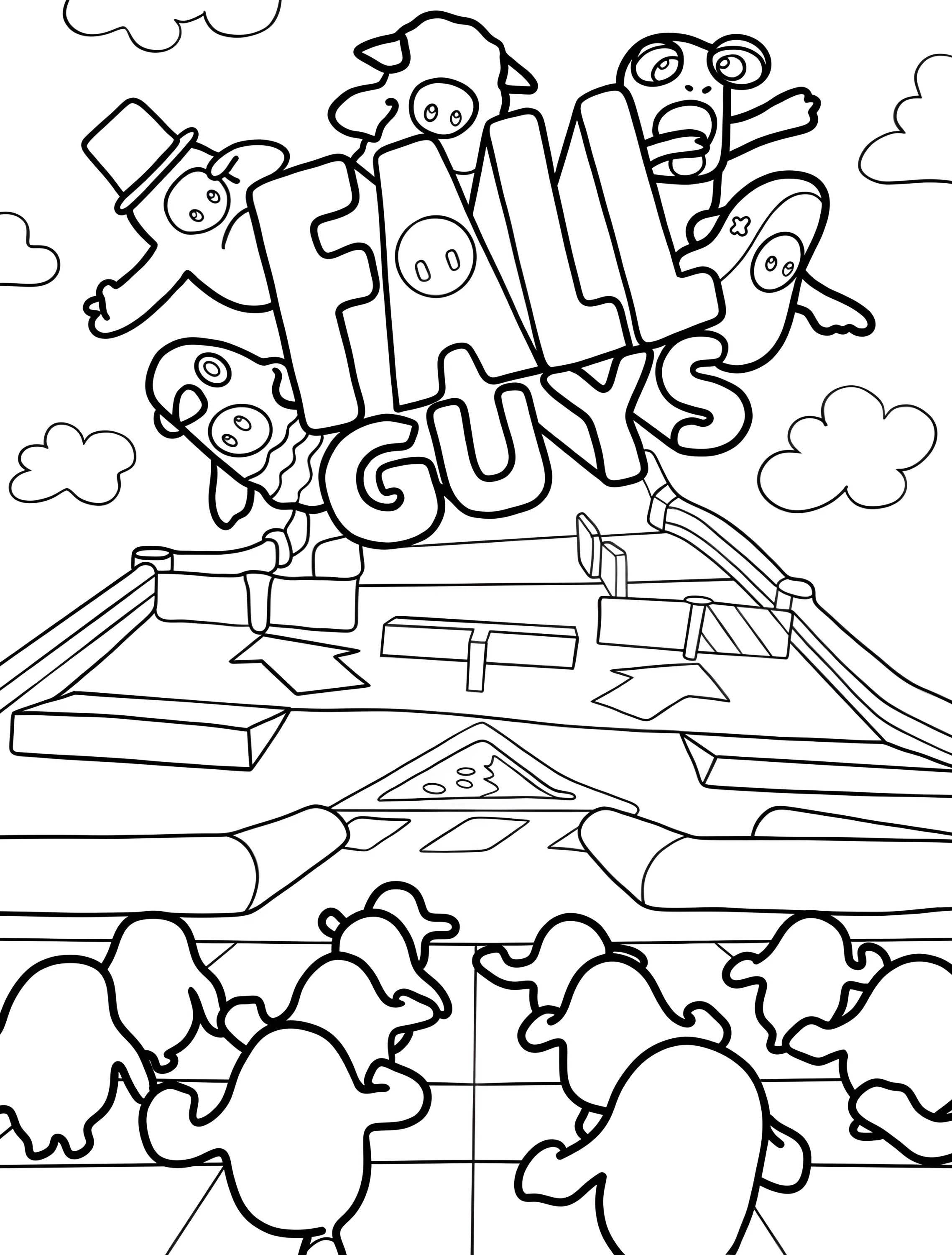 Весёлые Fall Guys для детей №6372. Раскраски из игр. Фолл Гайз (Fall Guys).