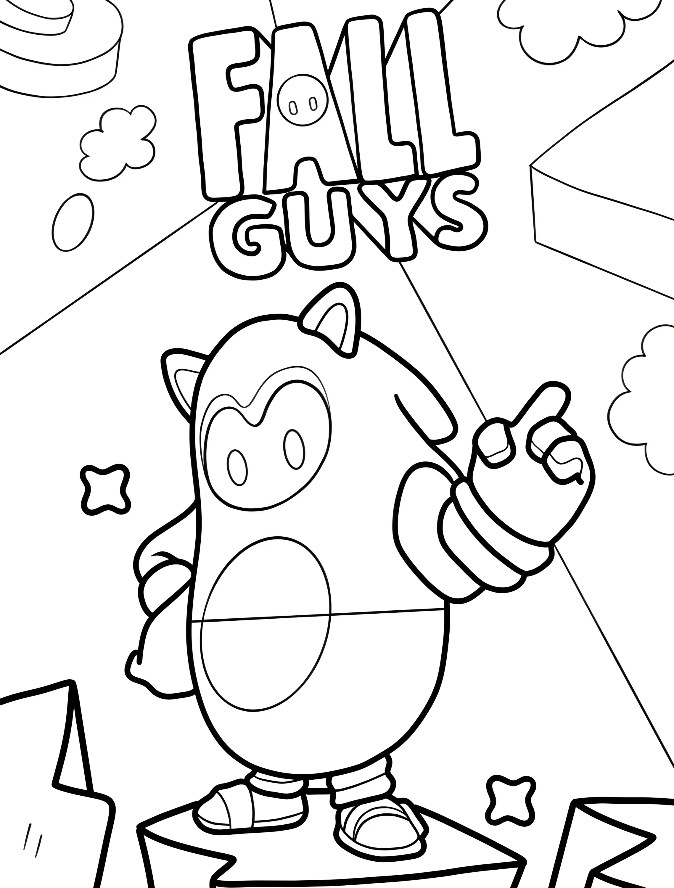 Забавный Соник в стиле Fall Guys для детей №6375. Раскраски из игр. Фолл Гайз (Fall Guys).
