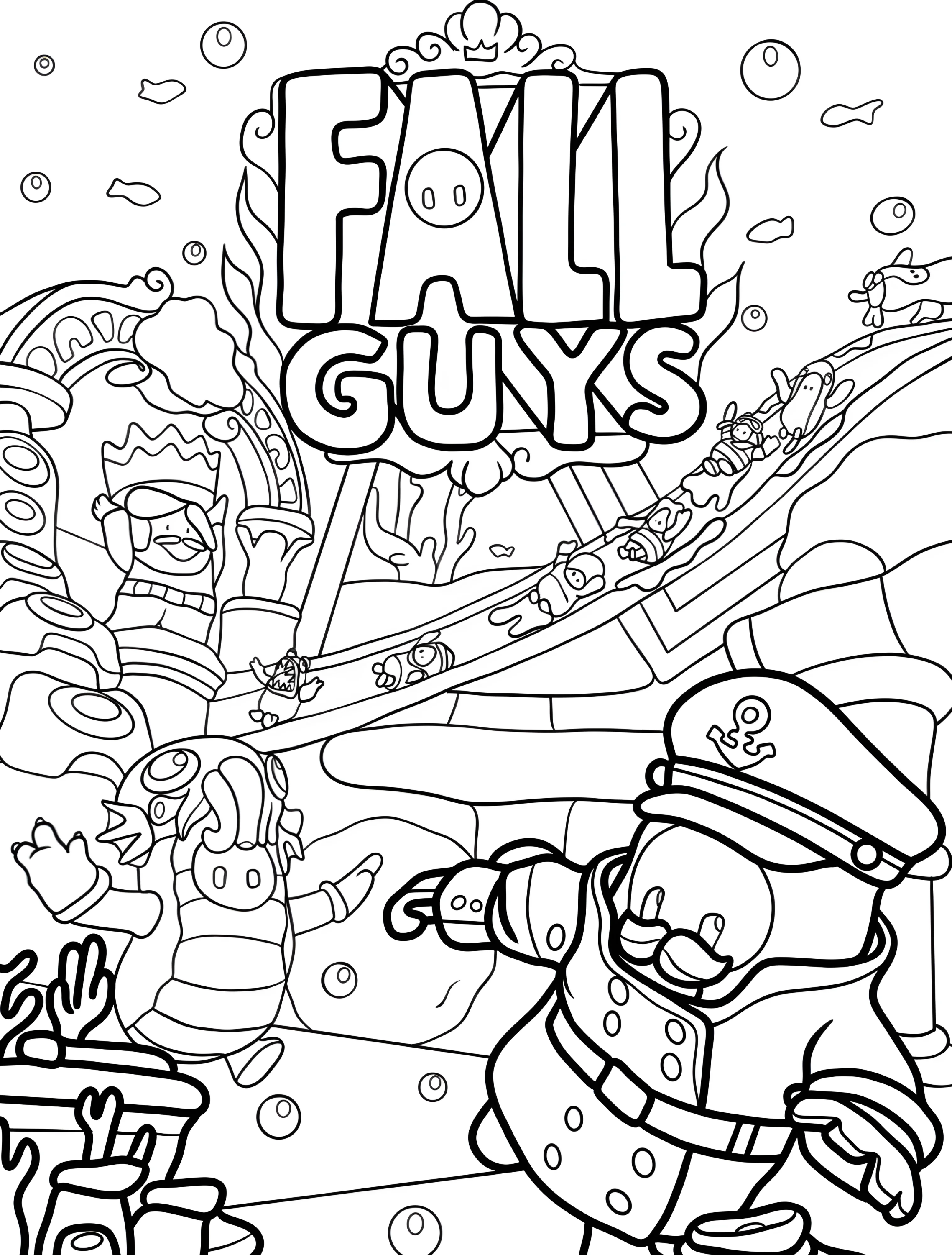 Весёлые ребята Fall Guys для детей №6377. Раскраски из игр. Фолл Гайз (Fall Guys).