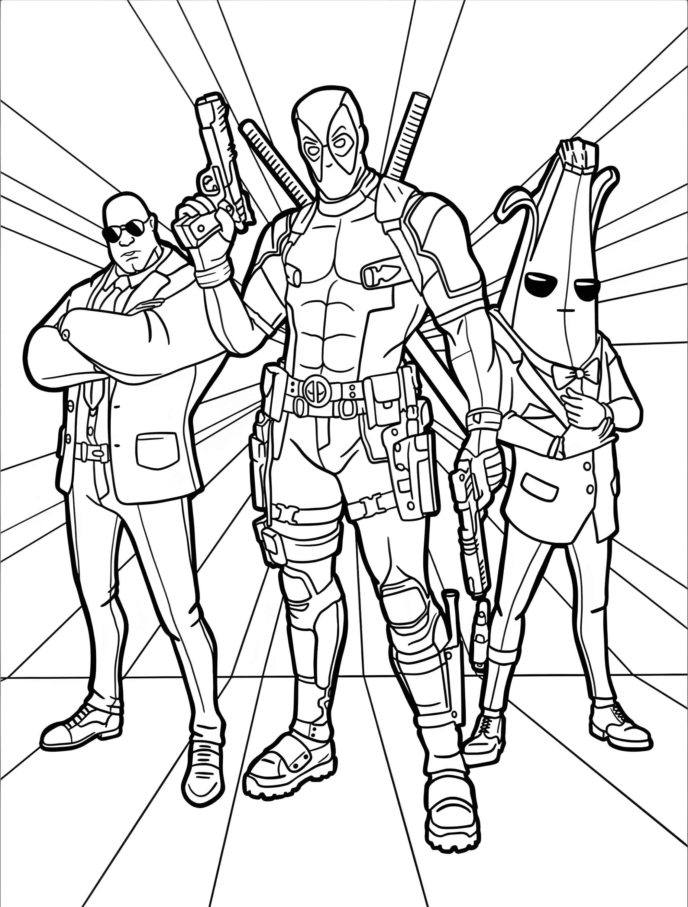 Веселый Deadpool и Peely для детей №6433. Раскраски из игр. Фортнайт (Fortnite).
