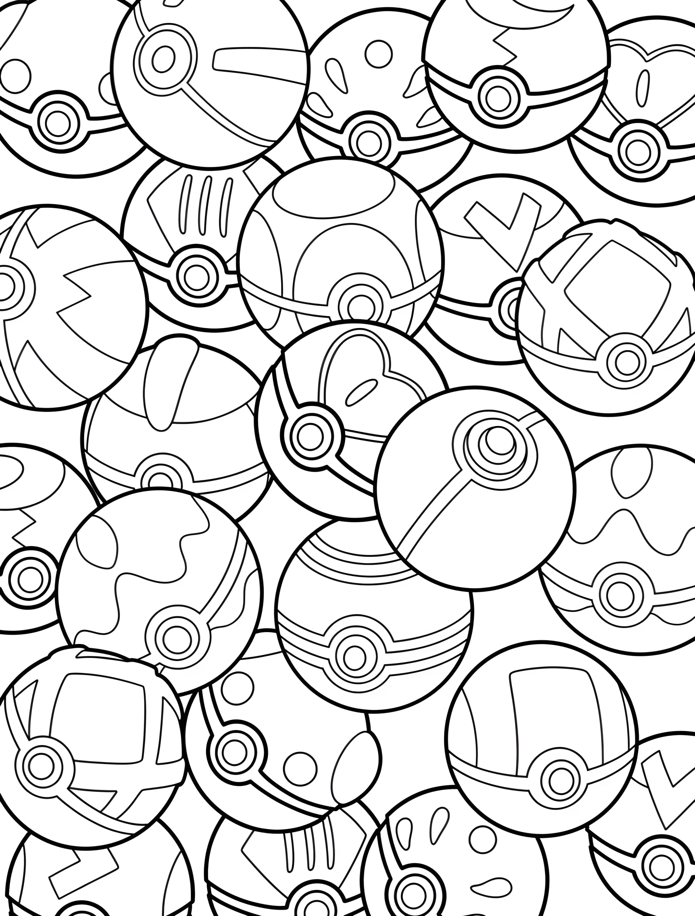 Шарики покемонов для творчества №7275. Раскраски из игр. Покебол (Pokeball).