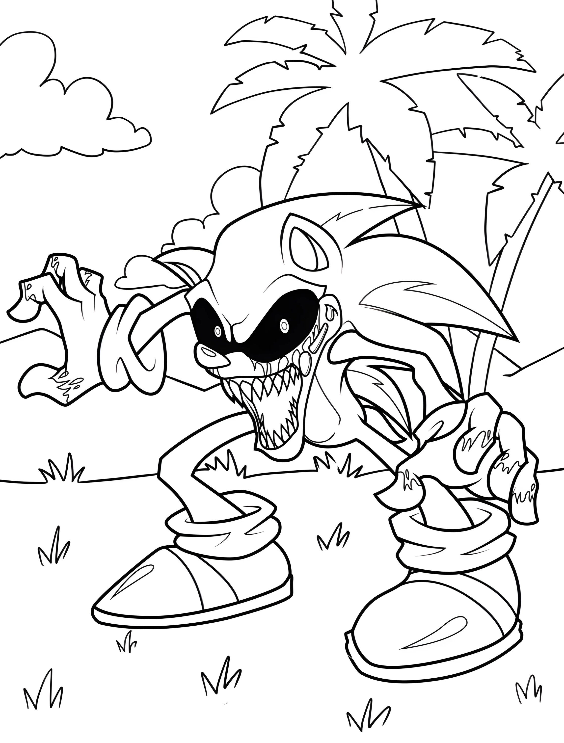 Сонник Соник Экc для раскрашивания №7806. Раскраски из игр. Соник Икс (Sonic EXE).