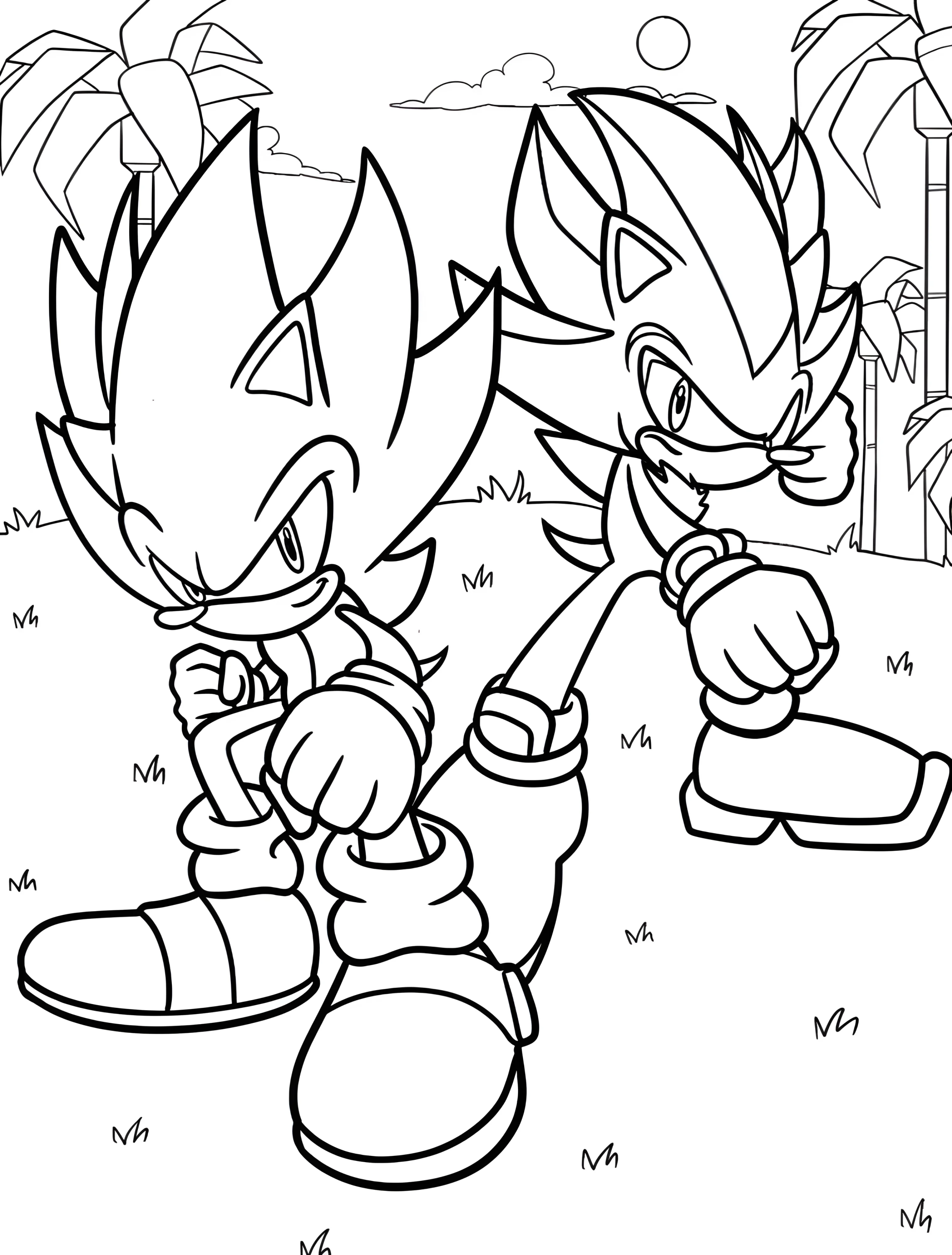 Соник и Шэдоу на Острове Ангелов №6657. Раскраски из игр. Гипер Соник (Hyper Sonic).