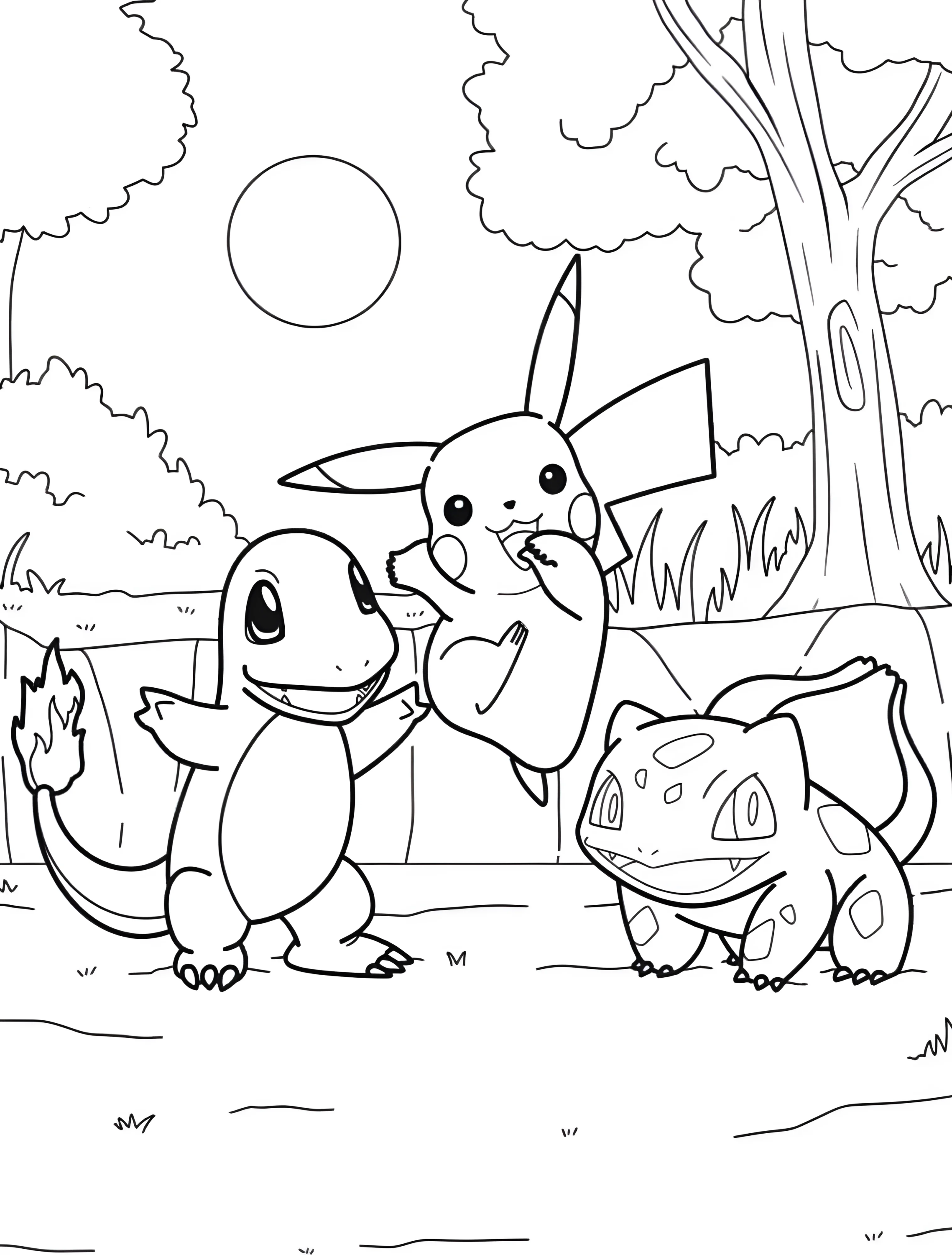 Покемон Пикачу и друзья для детей №7382. Раскраски из игр. Покемон (Pokemon).
