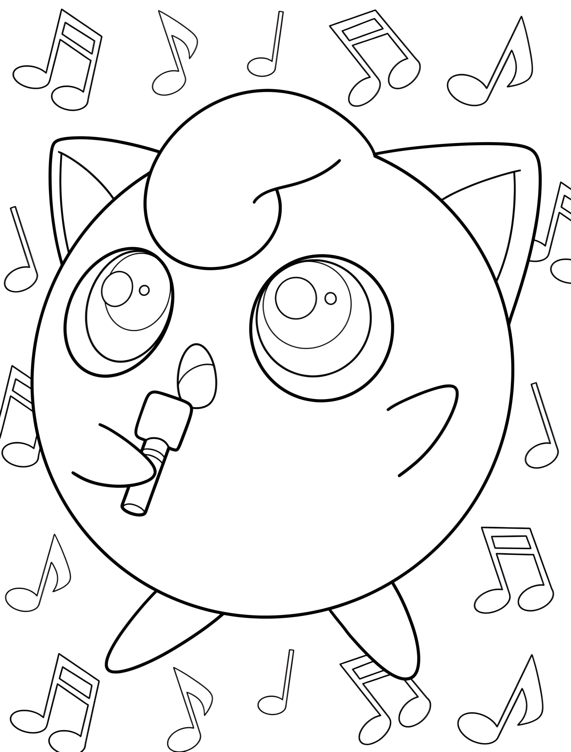 Милый Jigglypuff с микрофоном для детей №6670. Раскраски из игр. Джигглипафф (Jigglypuff).