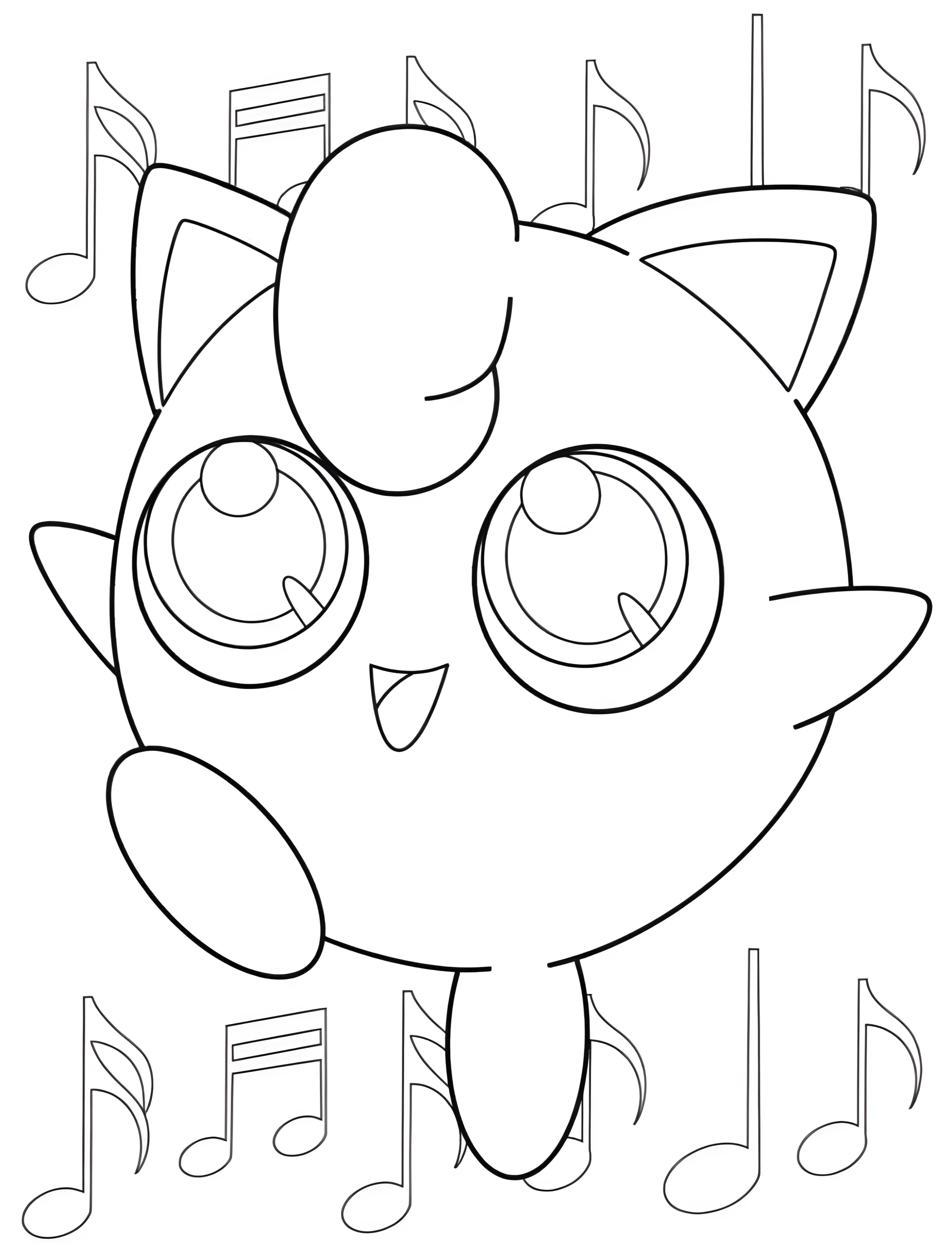 Милый Jigglypuff с нотами для детей №7385. Раскраски из игр. Покемон (Pokemon).