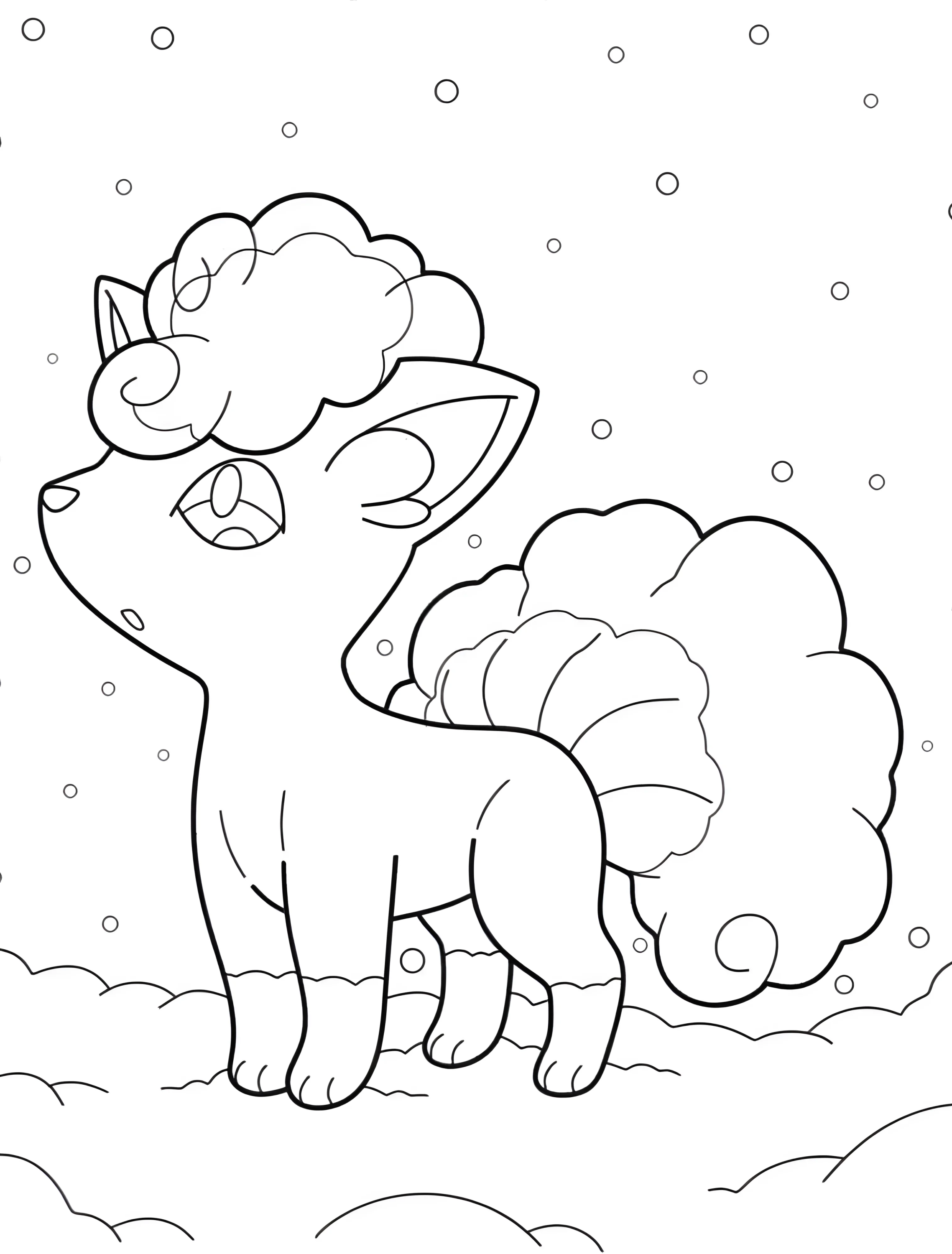 Милый лисенок Vulpix в снегу для детей №7386. Раскраски из игр. Покемон (Pokemon).