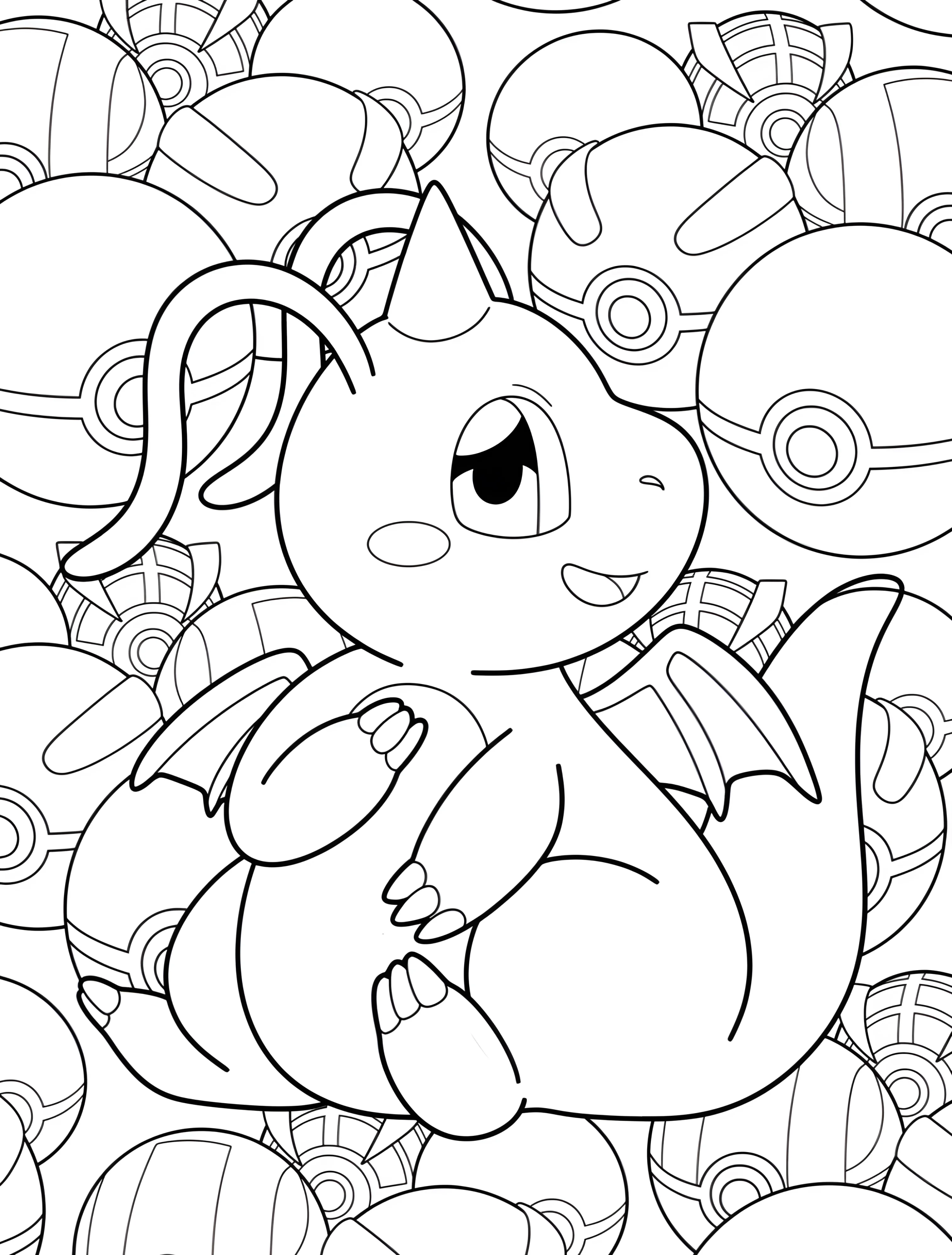 Милый дракончик для детей №6315. Раскраски из игр. Драгонайт (Dragonite).