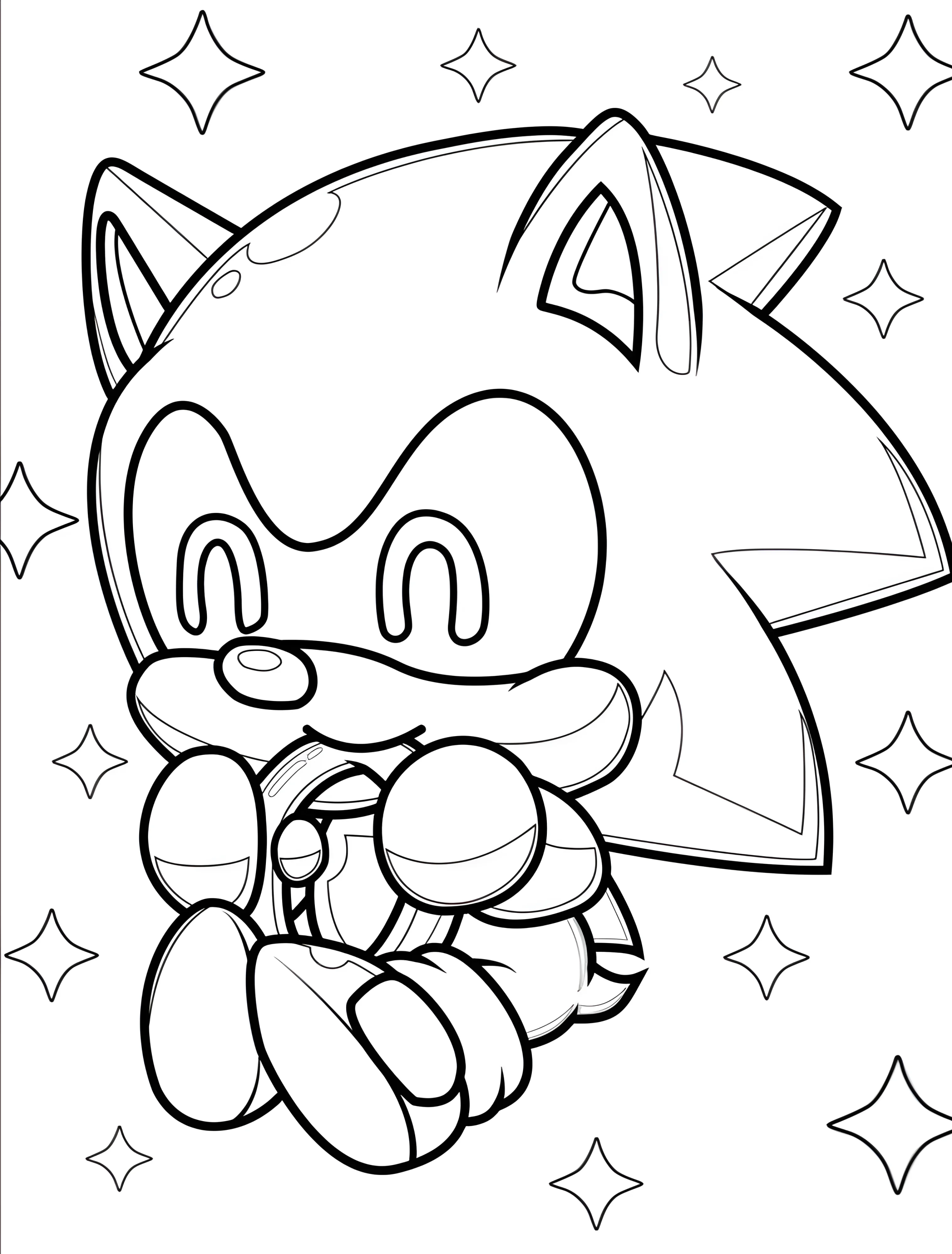 Милый Соник для детей №7762. Раскраски из игр. Соник (Sonic).