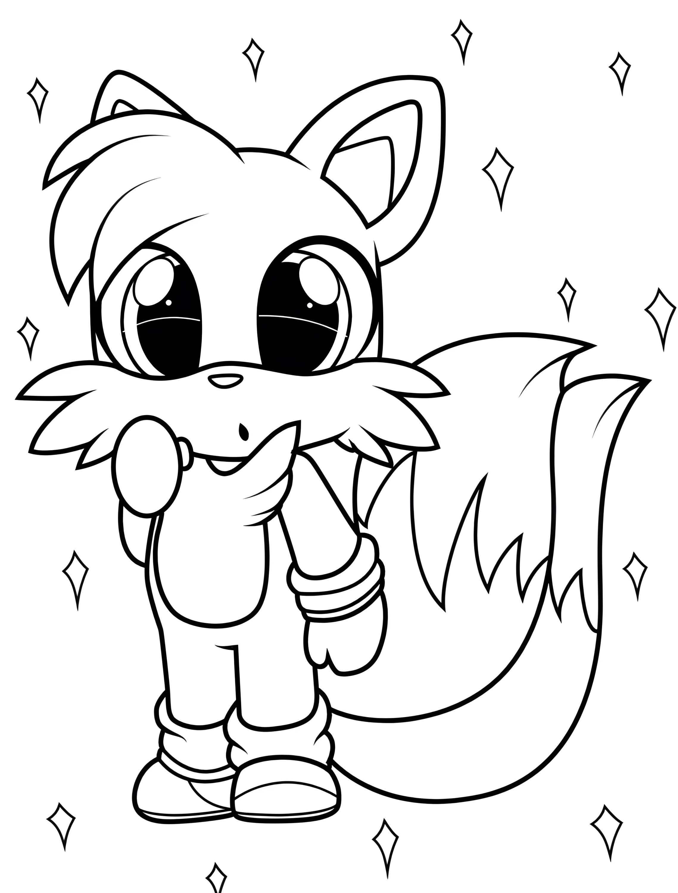 Милый лисенок Тейлз для детей №8035. Раскраски из игр. Тейлз (Tails).