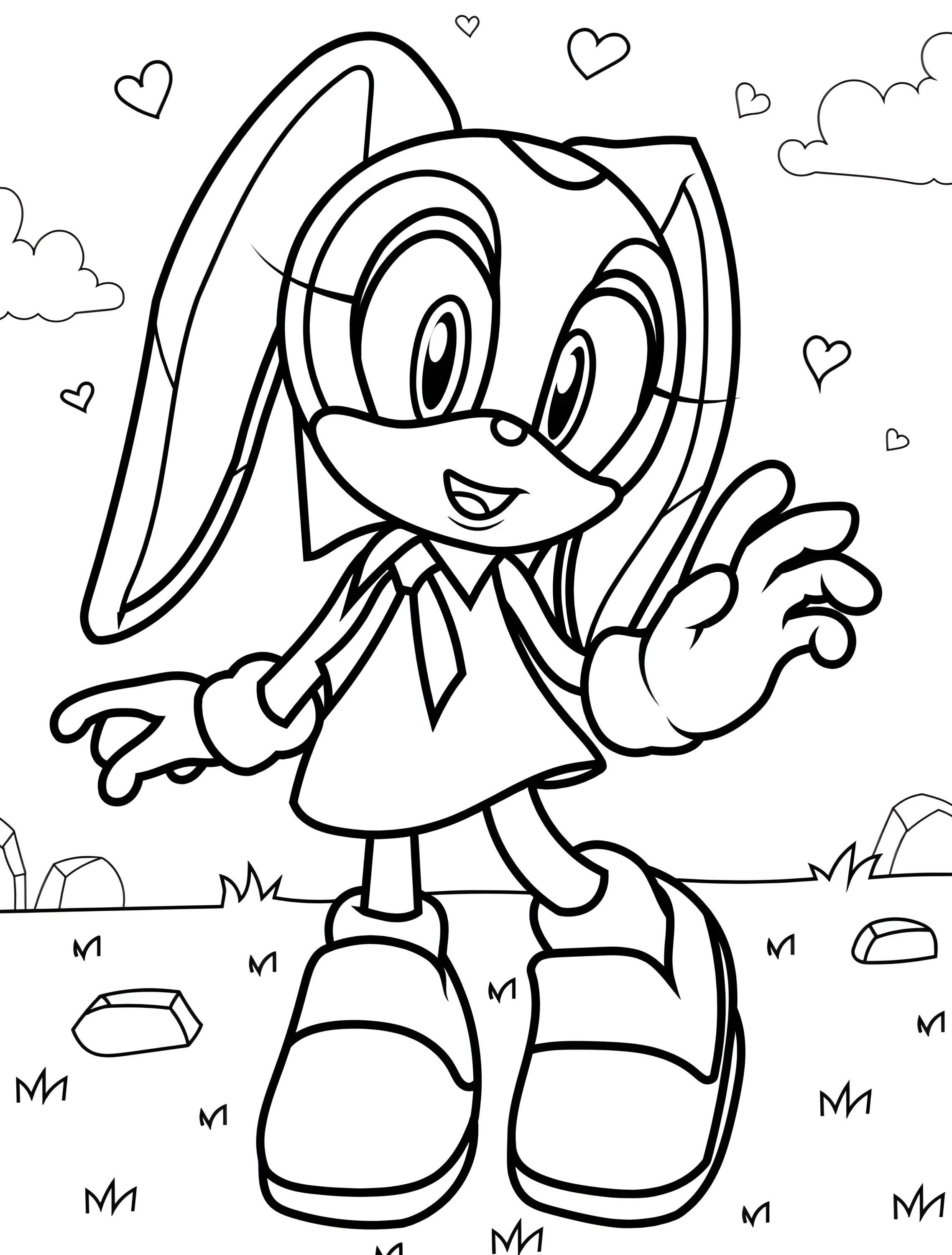 Милый кролик Крим приветствует для детей №7763. Раскраски из игр. Соник (Sonic).